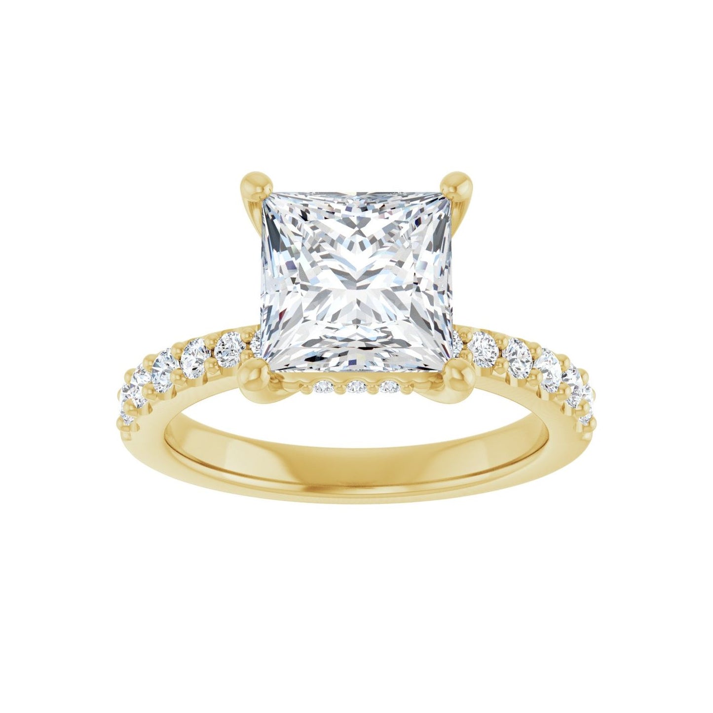 Square Hidden Halo-Style Engagement Ring | Metal Type=14K Yellow Gold | Center Stone Size=2.5 CT | Image 3