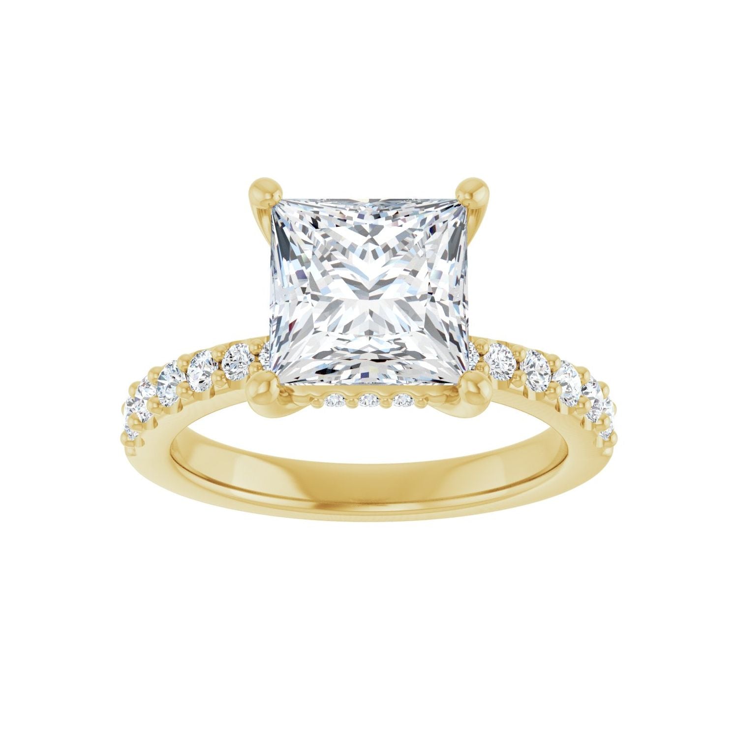 Square Hidden Halo-Style Engagement Ring | Metal Type=14K Yellow Gold | Center Stone Size=2.5 CT | Image 3