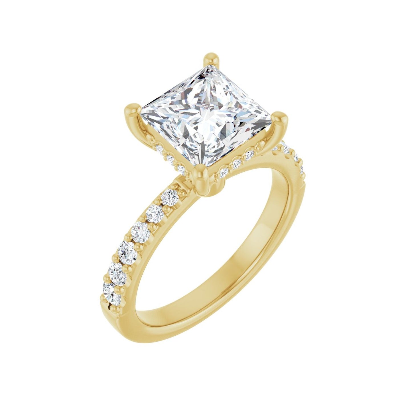 Square Hidden Halo-Style Engagement Ring | Metal Type=14K Yellow Gold | Center Stone Size=2.5 CT | Image 1