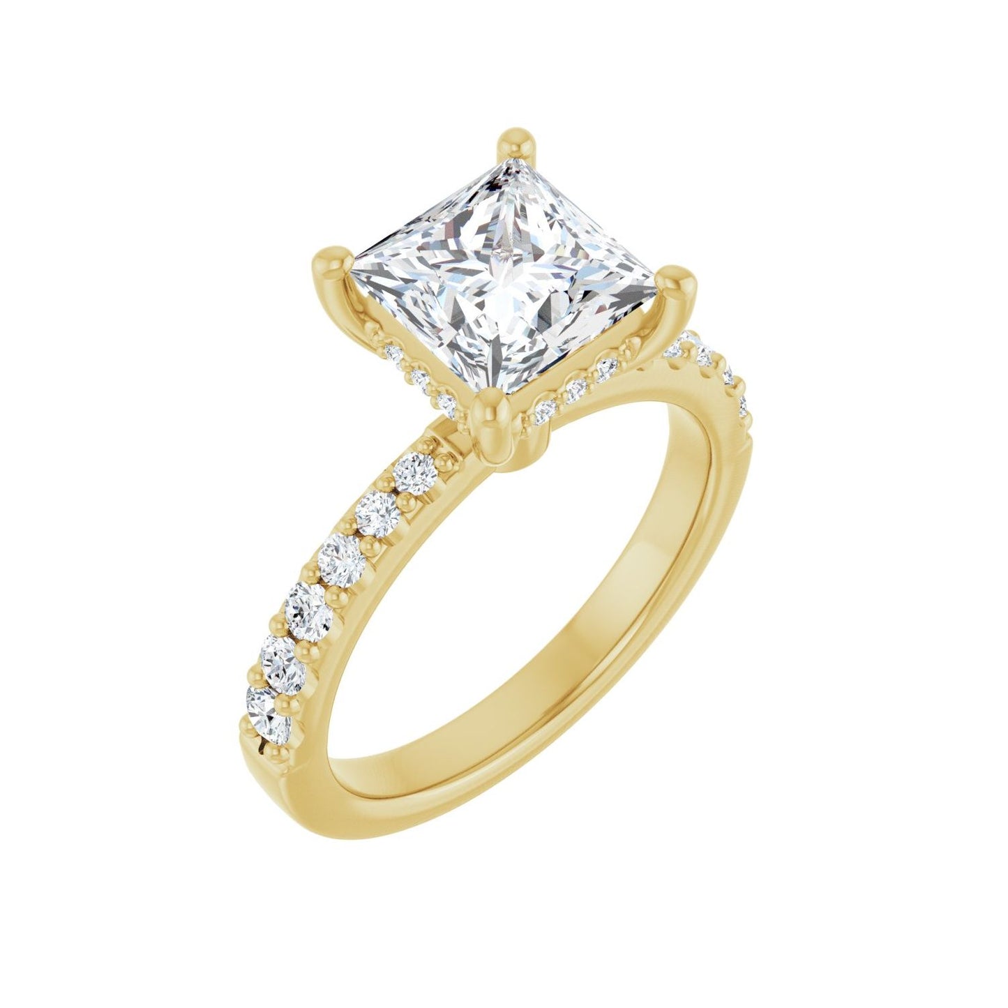 Square Hidden Halo-Style Engagement Ring | Metal Type=14K Yellow Gold | Center Stone Size=2 CT | Image 1