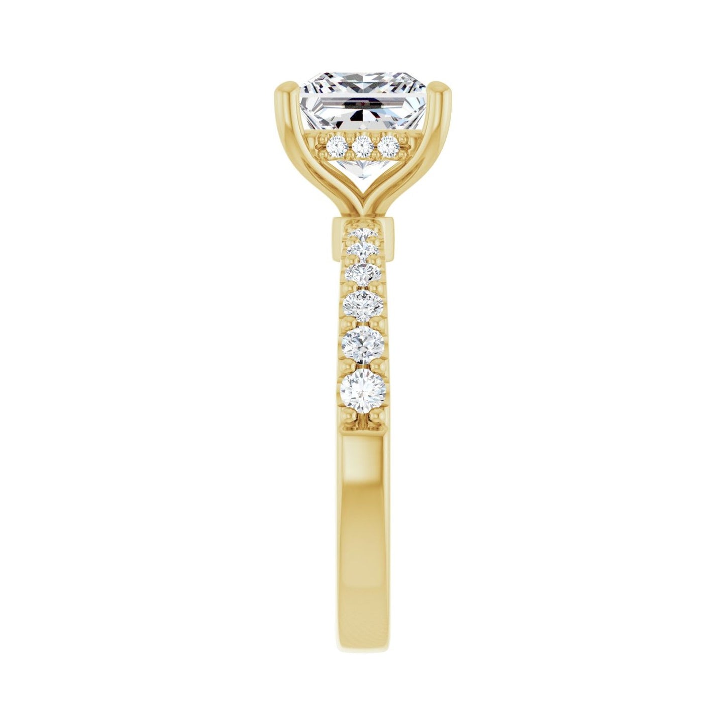 Square Hidden Halo-Style Engagement Ring | Metal Type=14K Yellow Gold | Center Stone Size=2 CT | Image 4