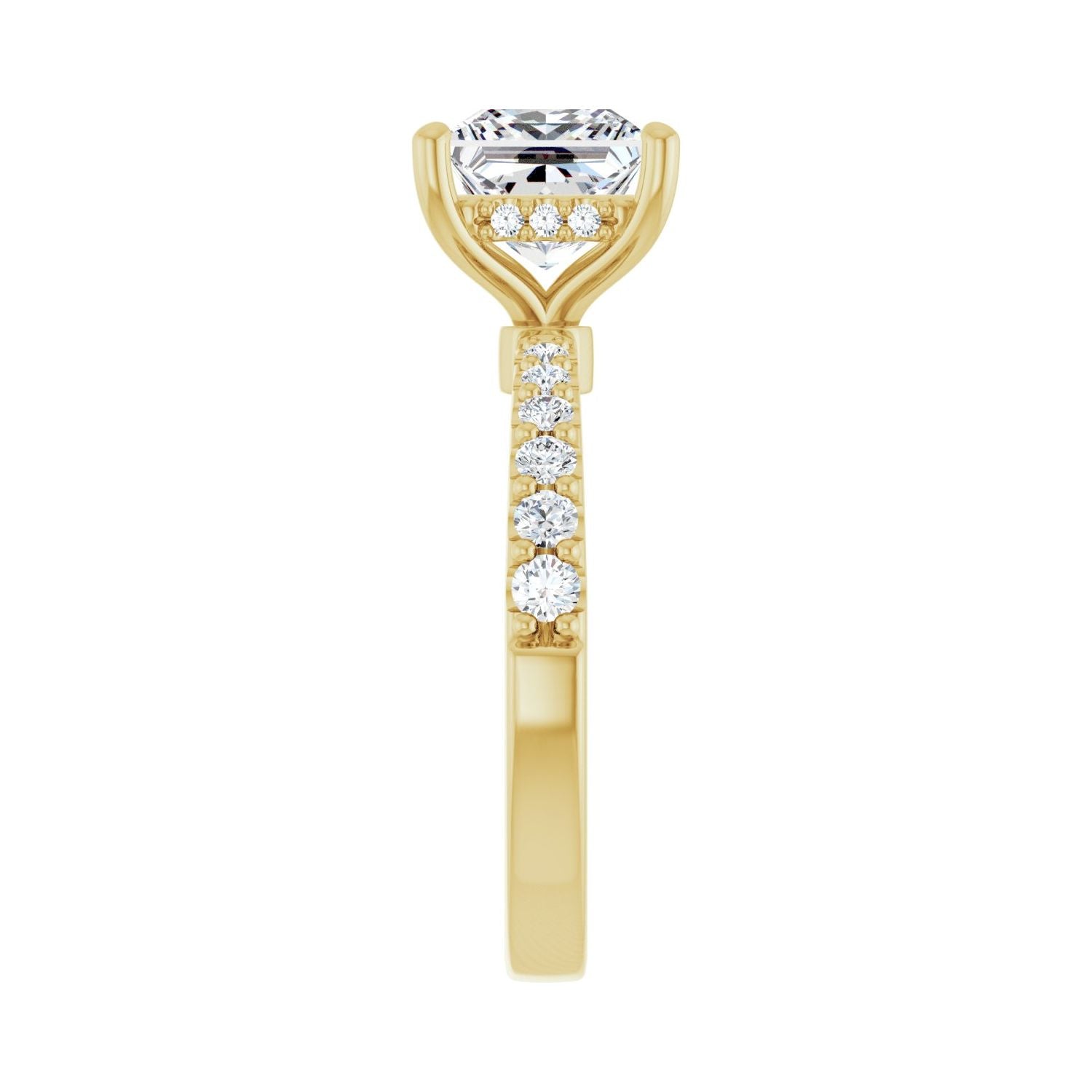 Square Hidden Halo-Style Engagement Ring | Metal Type=14K Yellow Gold | Center Stone Size=2 CT | Image 4