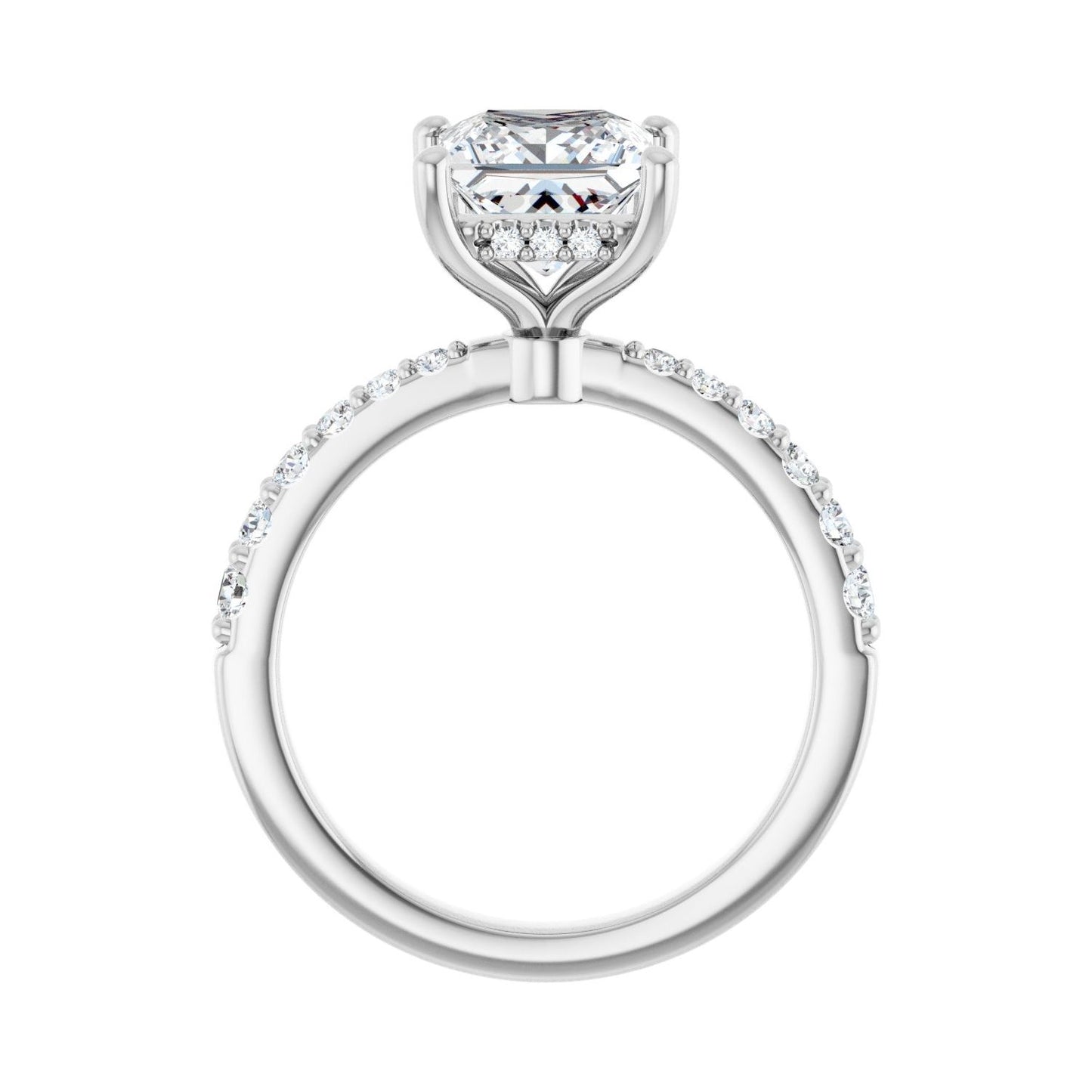 Square Hidden Halo-Style Engagement Ring | Metal Type=14K White Gold | Center Stone Size=2 CT | Image 2