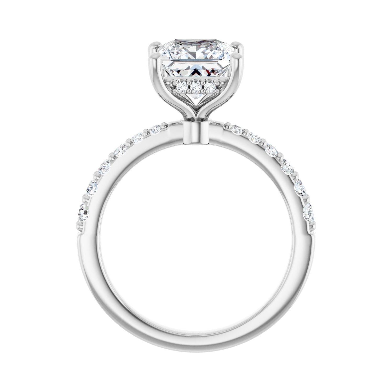 Square Hidden Halo-Style Engagement Ring | Metal Type=14K White Gold | Center Stone Size=2 CT | Image 2