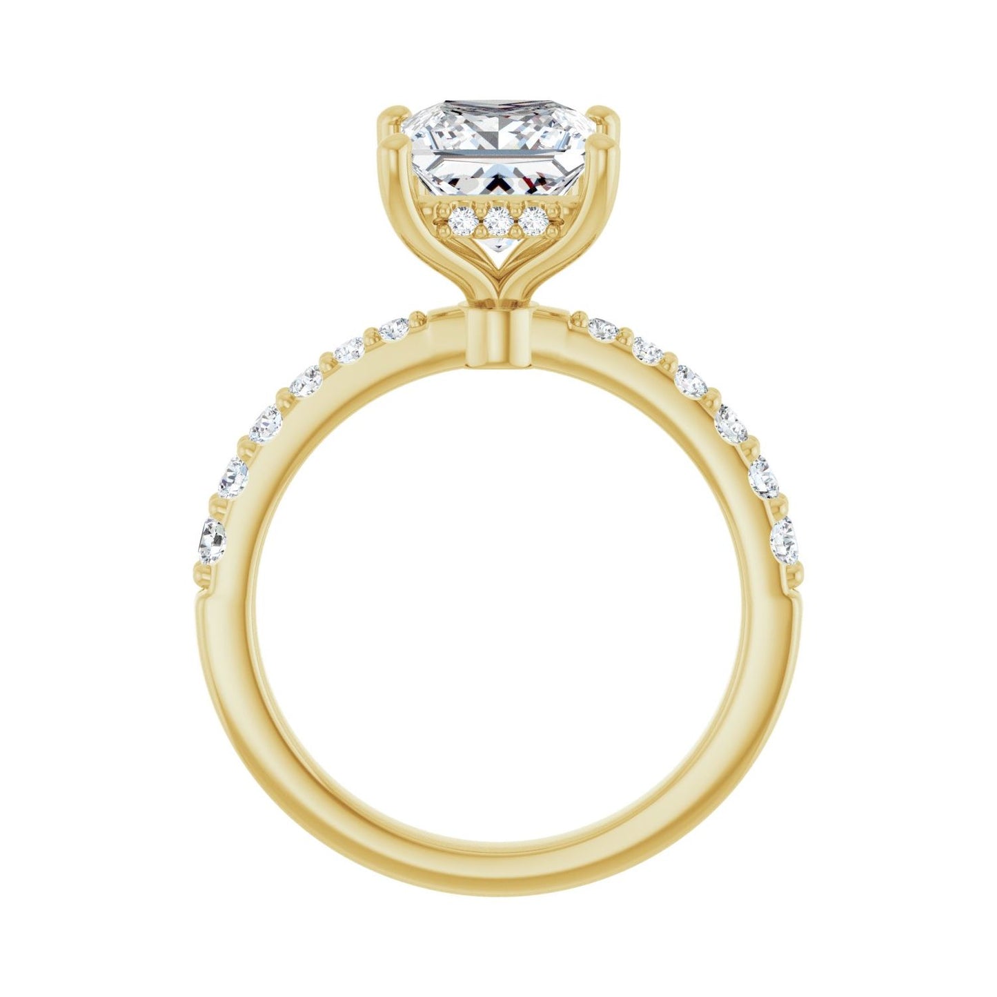 Square Hidden Halo-Style Engagement Ring | Metal Type=14K Yellow Gold | Center Stone Size=2 CT | Image 2