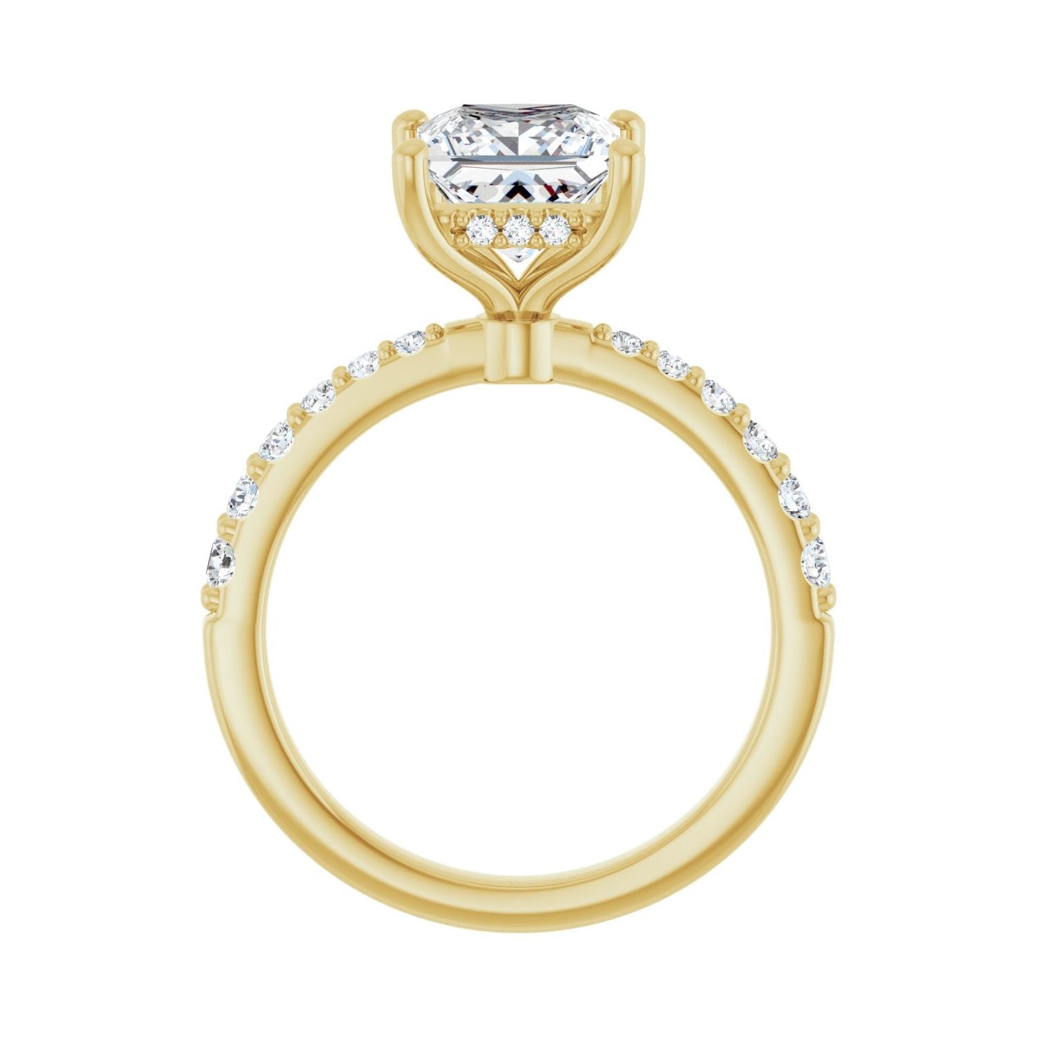 Square Hidden Halo-Style Engagement Ring | Metal Type=14K Yellow Gold | Center Stone Size=2 CT | Image 2