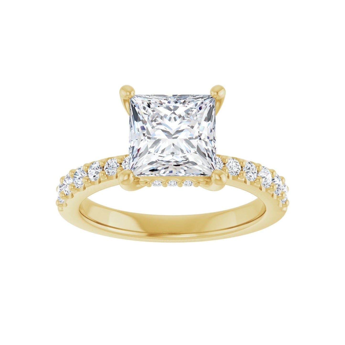 Square Hidden Halo-Style Engagement Ring | Metal Type=14K Yellow Gold | Center Stone Size=2 CT | Image 3