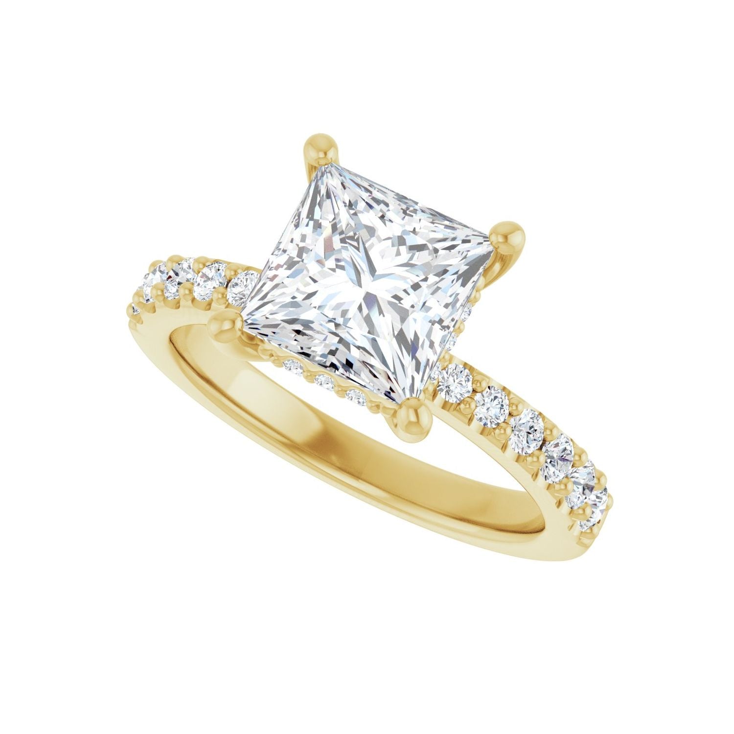 Square Hidden Halo-Style Engagement Ring | Metal Type=14K Yellow Gold | Center Stone Size=2 CT | Image 5