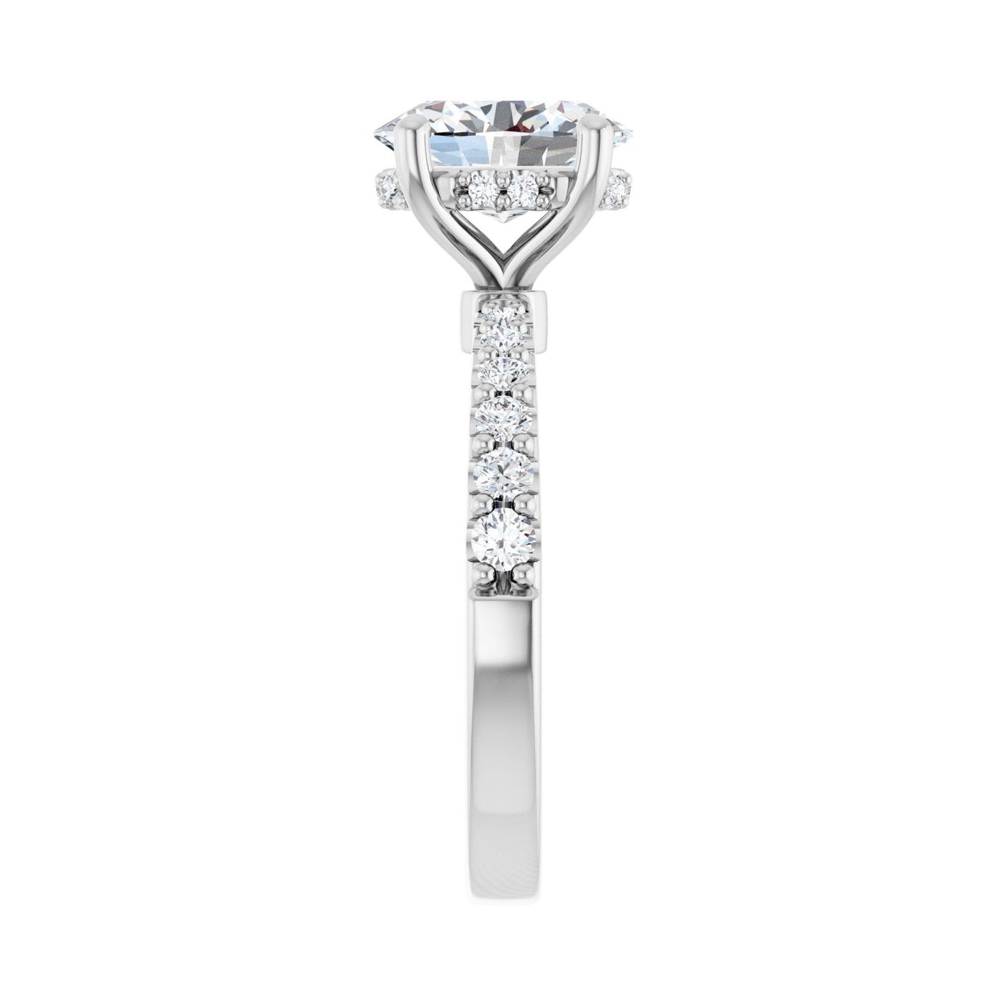 Oval Hidden Halo-Style Engagement Ring | Metal Type=14K White Gold | Center Stone Size=2 CT | Image 4