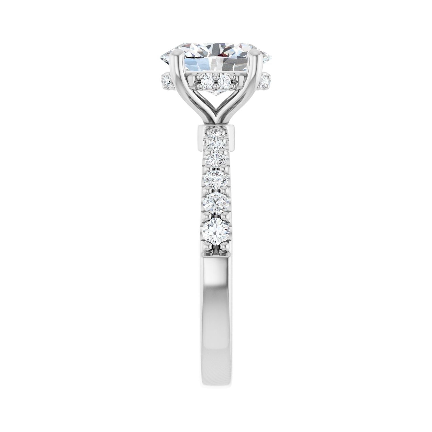 Oval Hidden Halo-Style Engagement Ring | Metal Type=14K White Gold | Center Stone Size=2 CT | Image 4