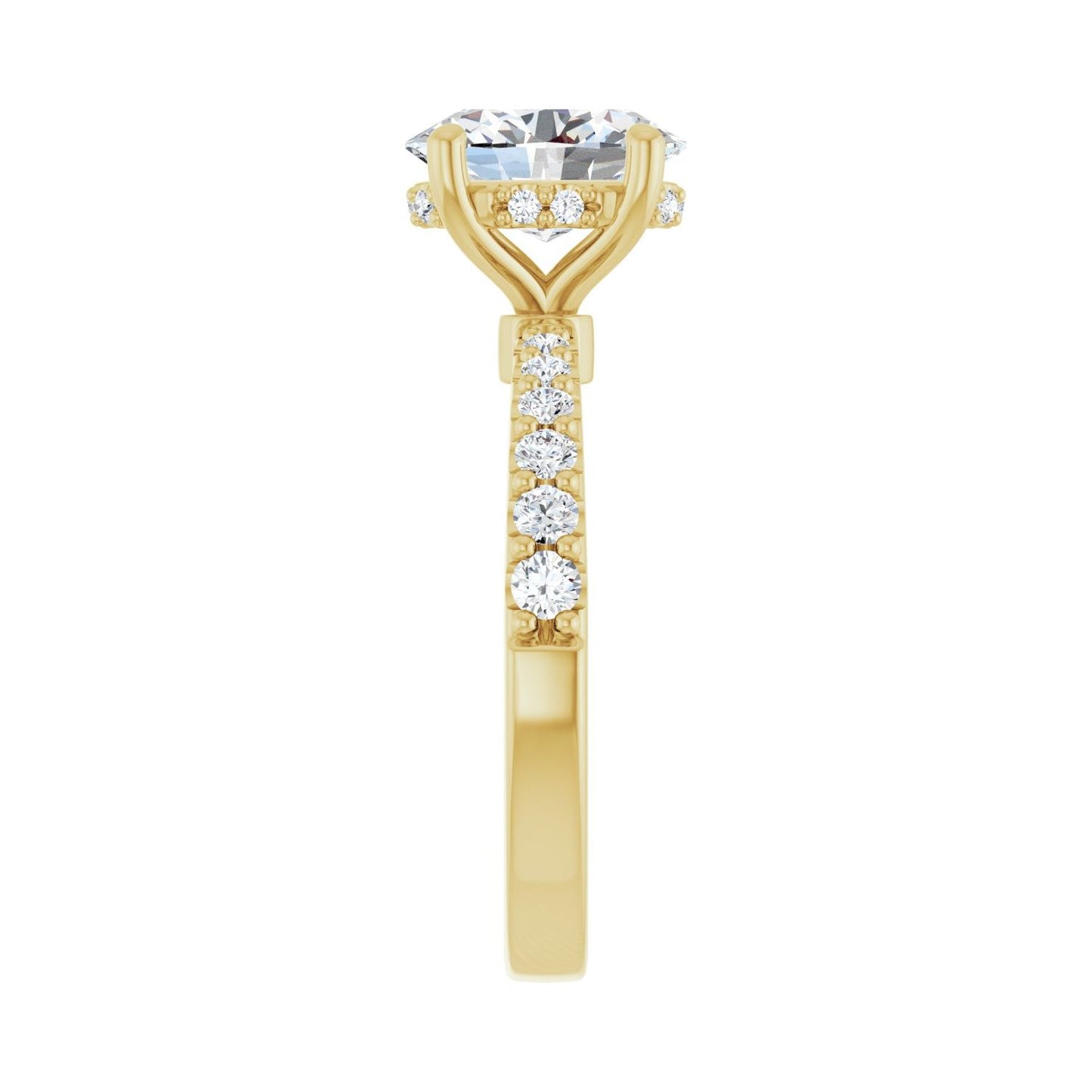 Oval Hidden Halo-Style Engagement Ring | Metal Type=14K Yellow Gold | Center Stone Size=2 CT | Image 4
