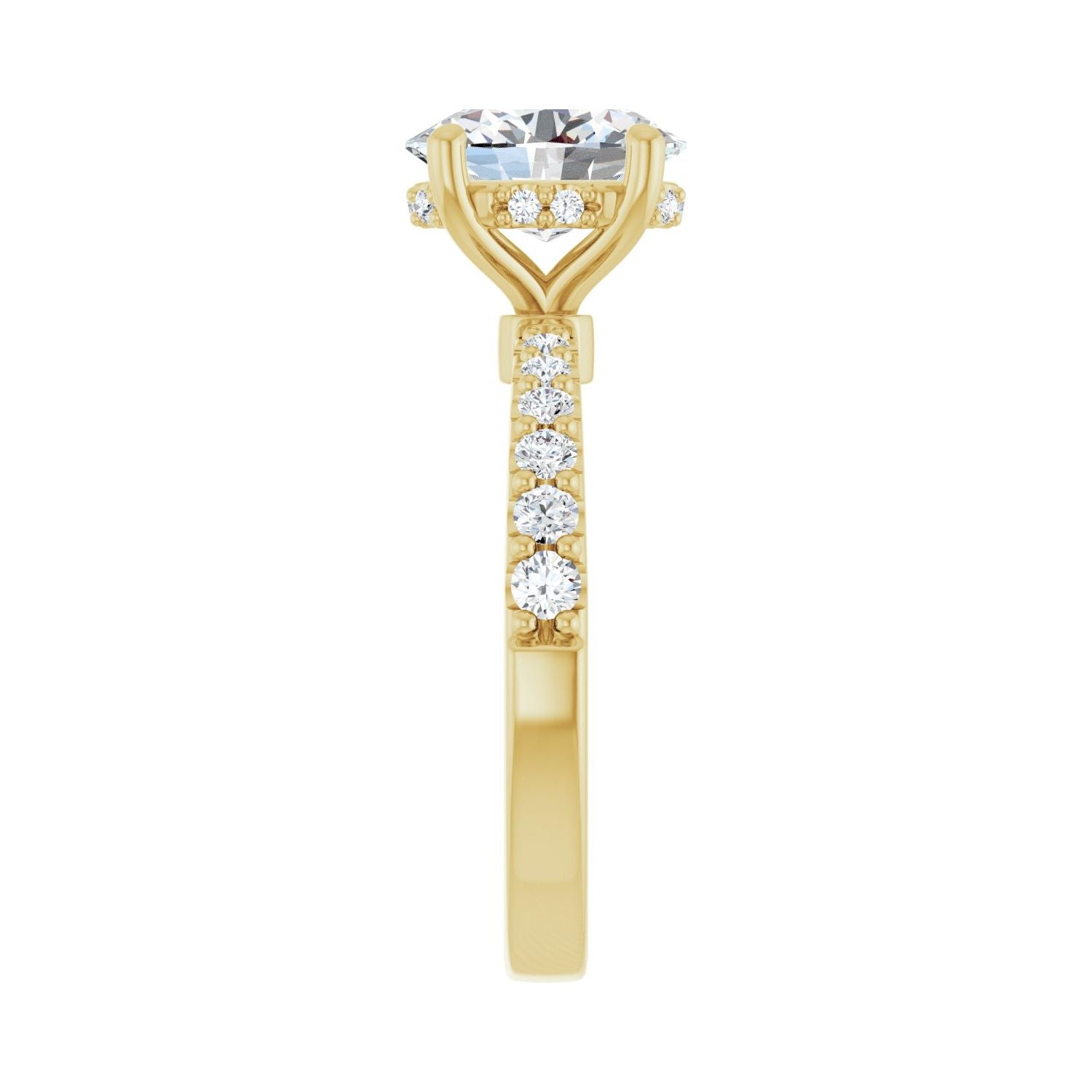 Oval Hidden Halo-Style Engagement Ring | Metal Type=14K Yellow Gold | Center Stone Size=2 CT | Image 4