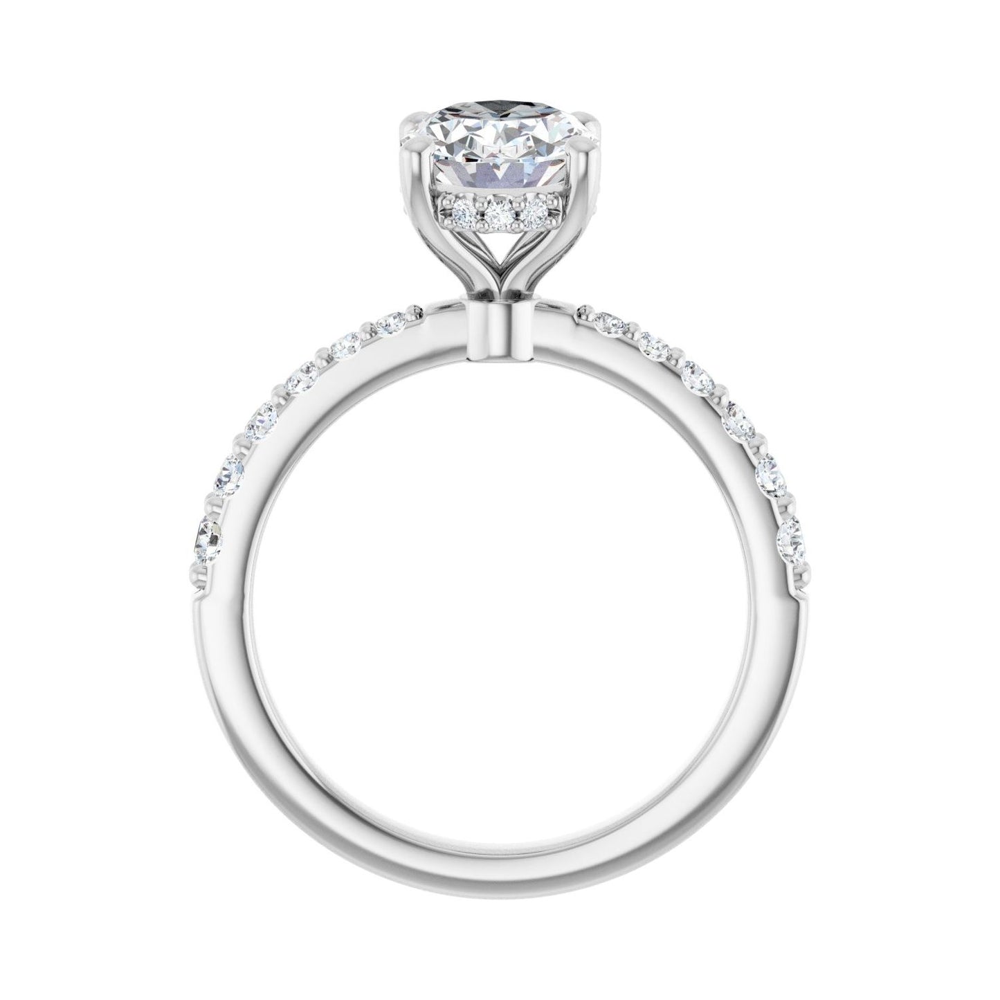 Oval Hidden Halo-Style Engagement Ring | Metal Type=14K White Gold | Center Stone Size=2 CT | Image 2