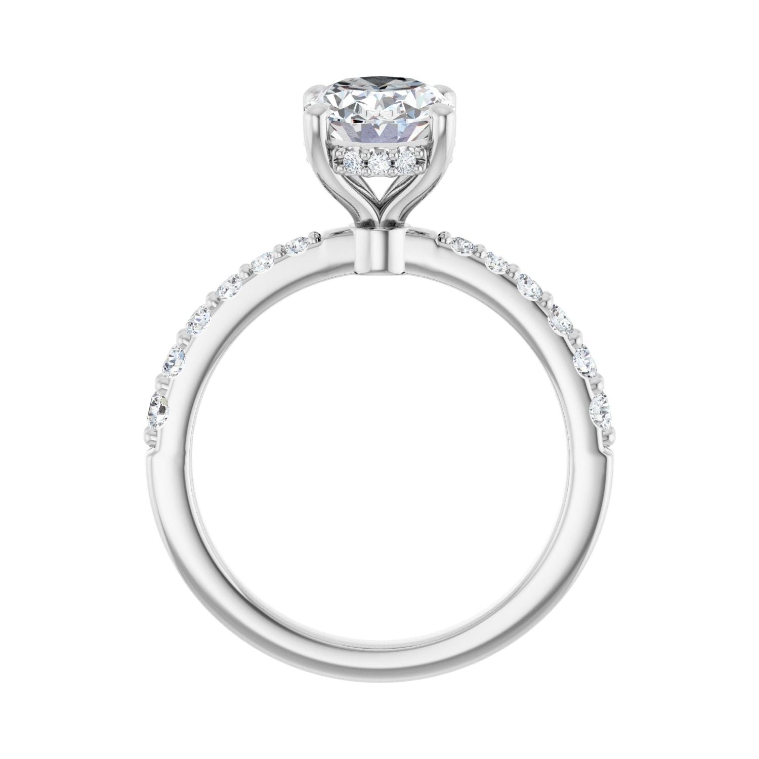 Oval Hidden Halo-Style Engagement Ring | Metal Type=14K White Gold | Center Stone Size=2 CT | Image 2