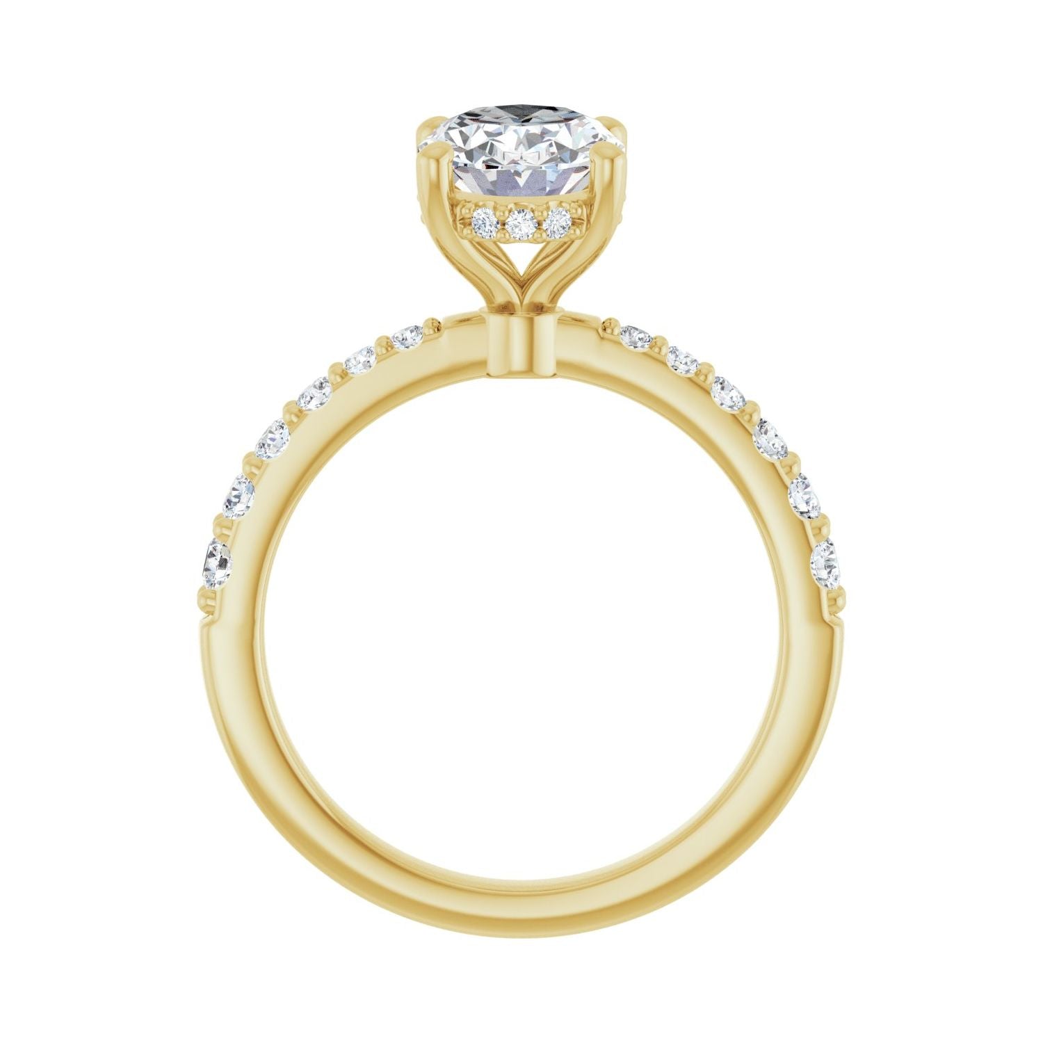 Oval Hidden Halo-Style Engagement Ring | Metal Type=14K Yellow Gold | Center Stone Size=2 CT | Image 2