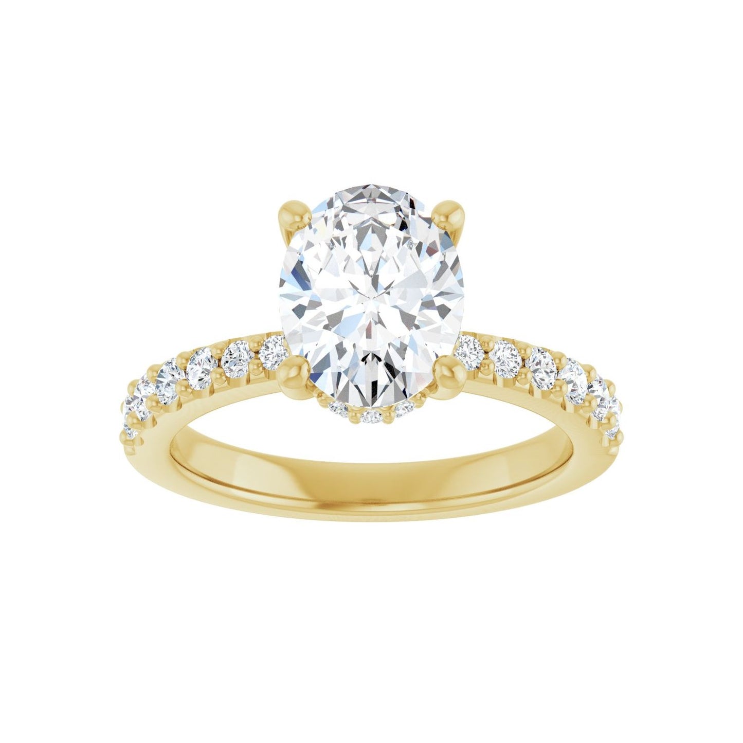 Oval Hidden Halo-Style Engagement Ring | Metal Type=14K Yellow Gold | Center Stone Size=2 CT | Image 3