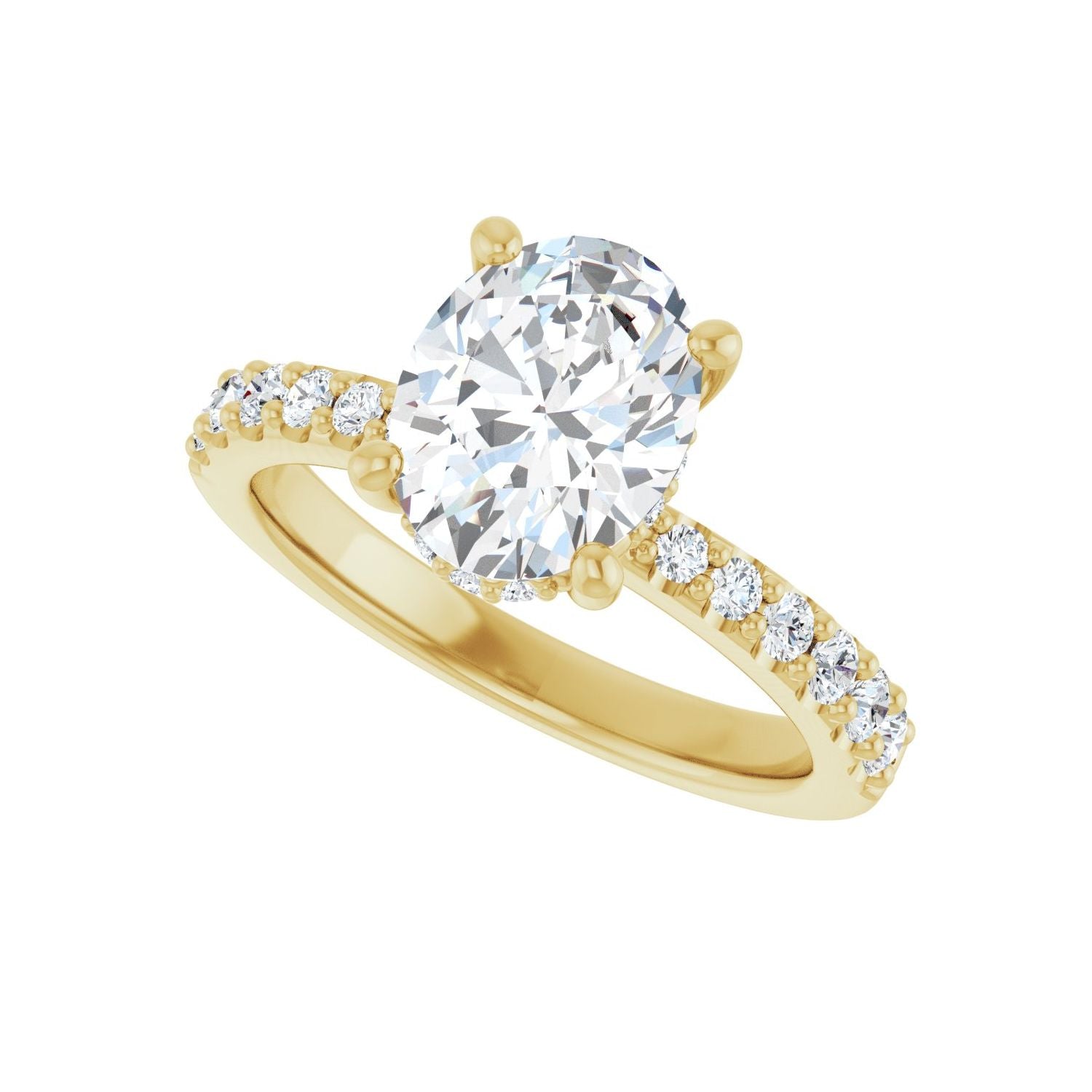 Oval Hidden Halo-Style Engagement Ring | Metal Type=14K Yellow Gold | Center Stone Size=2 CT | Image 5
