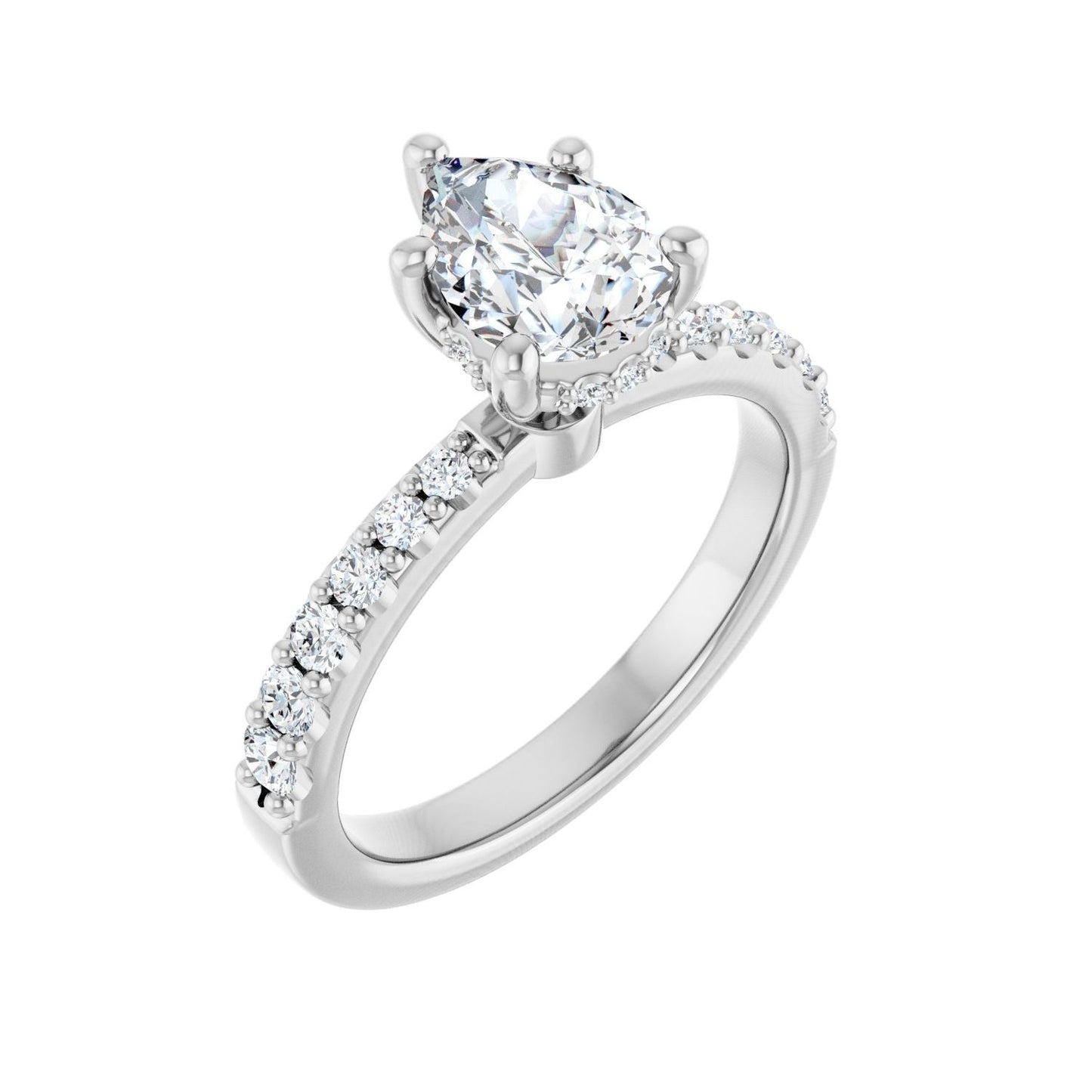 Pear Hidden Halo-Style Engagement Ring | Metal Type=14K White Gold | Center Stone Size=1.5 CT | Image 1