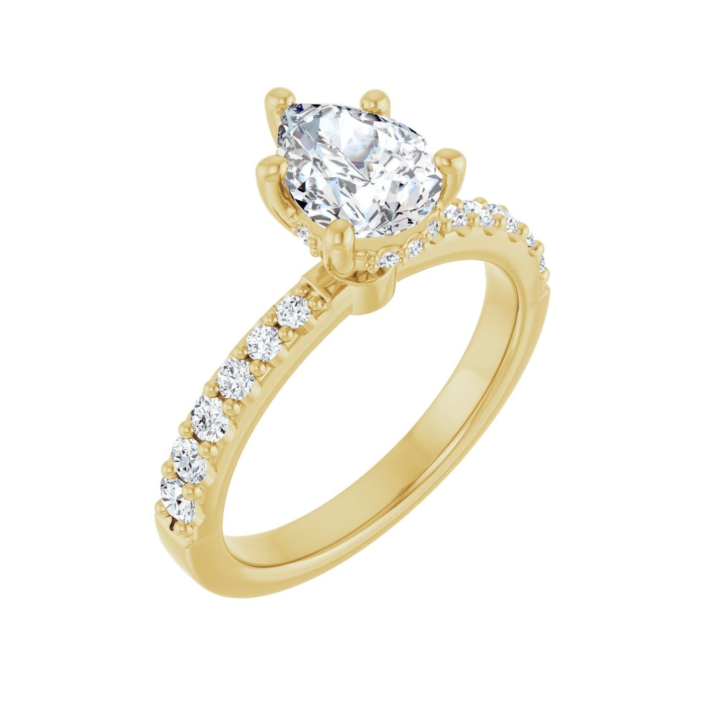 Pear Hidden Halo-Style Engagement Ring | Metal Type=14K Yellow Gold | Center Stone Size=1.5 CT | Image 1