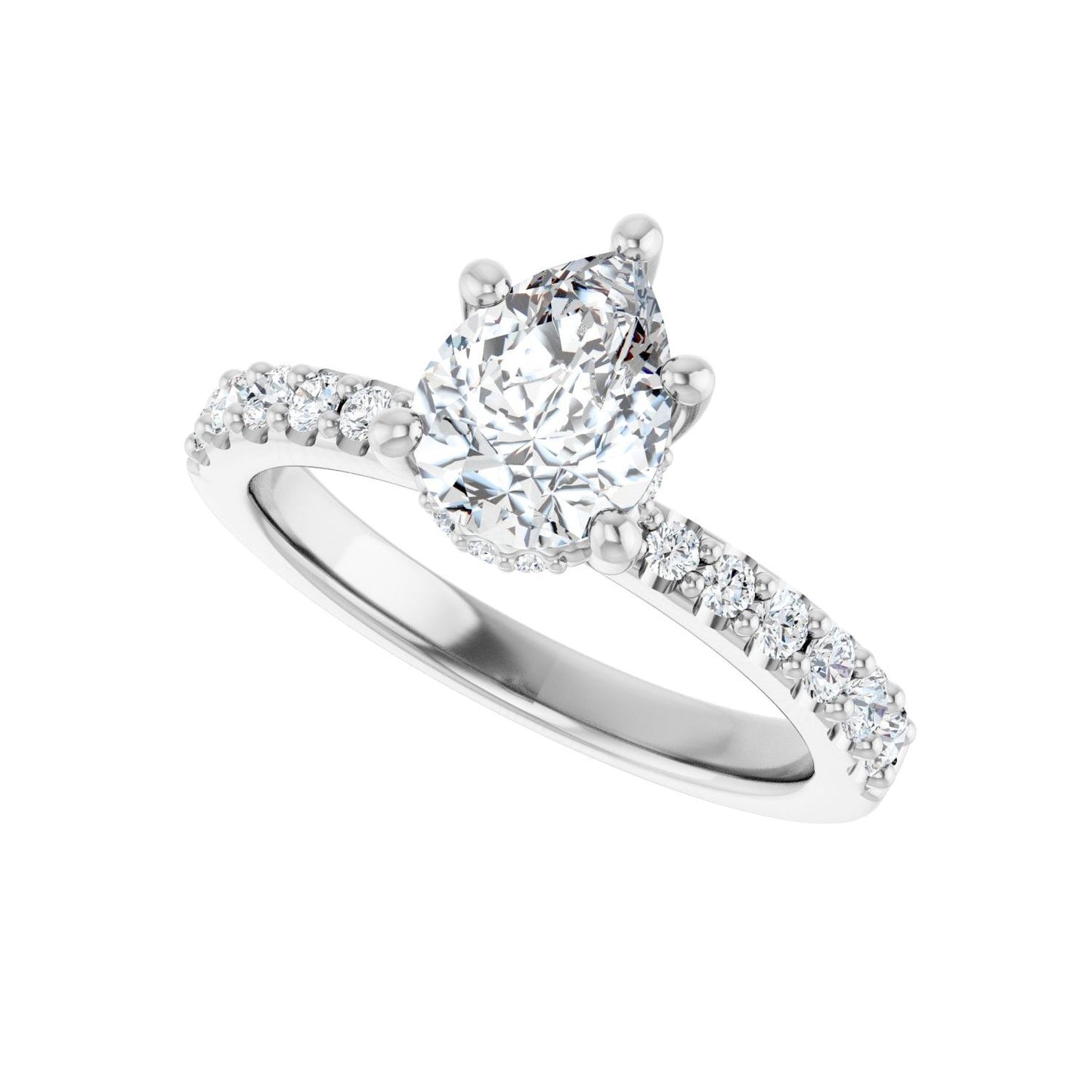 Pear Hidden Halo-Style Engagement Ring | Metal Type=14K White Gold | Center Stone Size=1.5 CT | Image 5
