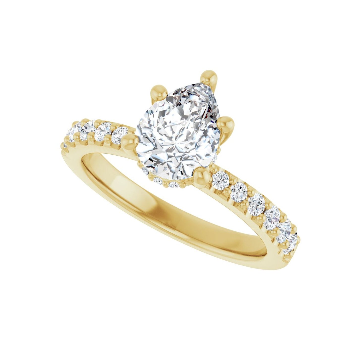 Pear Hidden Halo-Style Engagement Ring | Metal Type=14K Yellow Gold | Center Stone Size=1.5 CT | Image 5