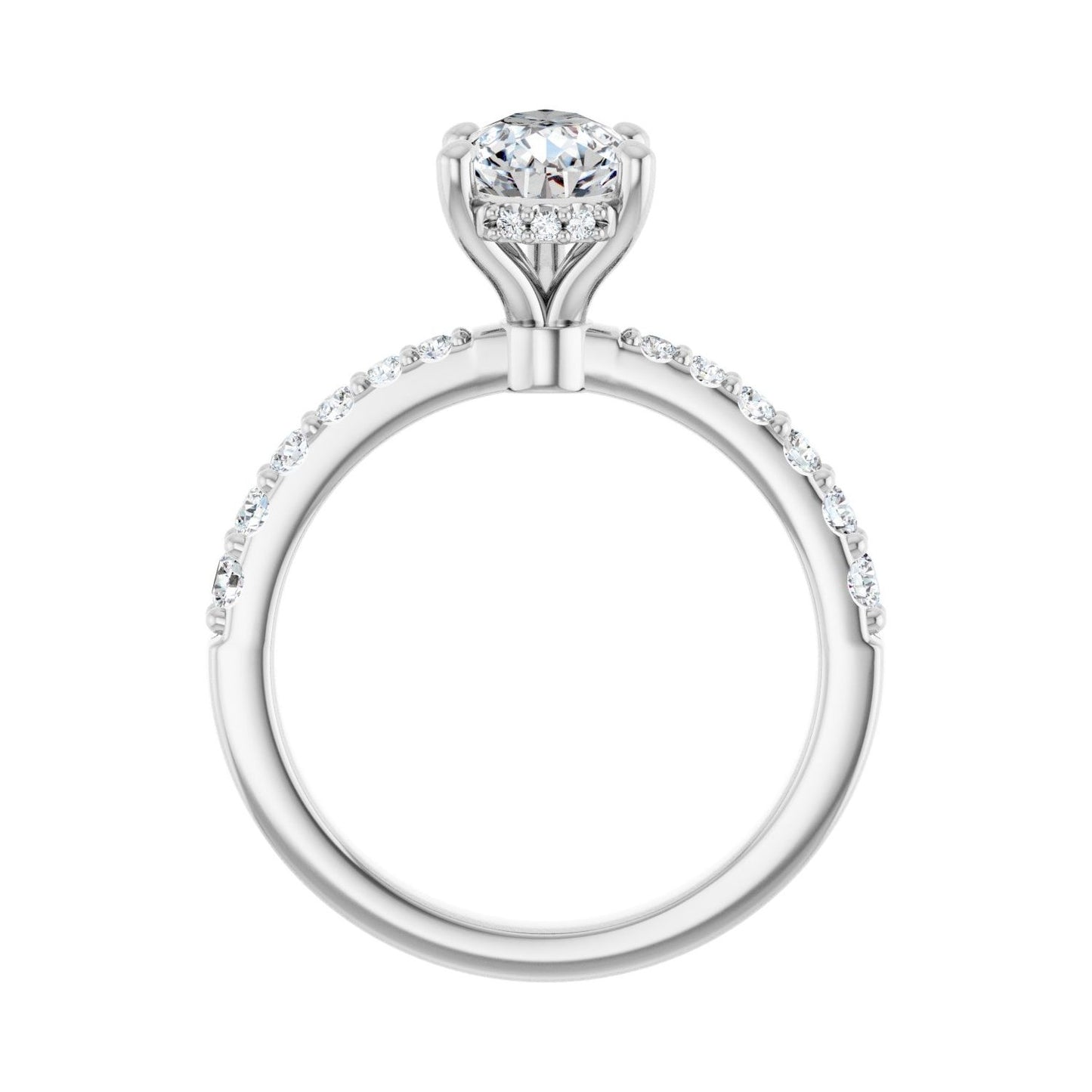 Pear Hidden Halo-Style Engagement Ring | Metal Type=14K White Gold | Center Stone Size=1.5 CT | Image 2