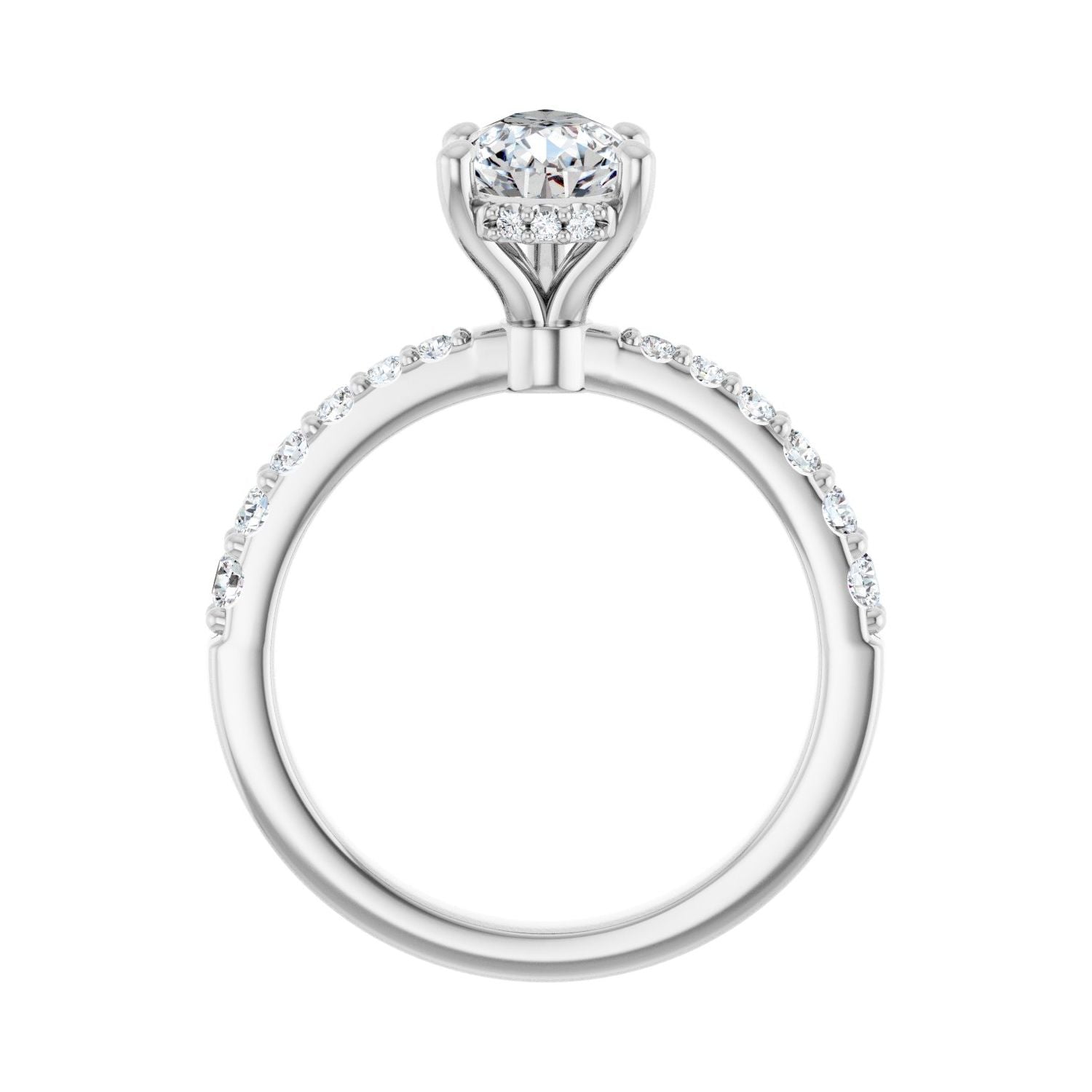 Pear Hidden Halo-Style Engagement Ring | Metal Type=14K White Gold | Center Stone Size=1.5 CT | Image 2