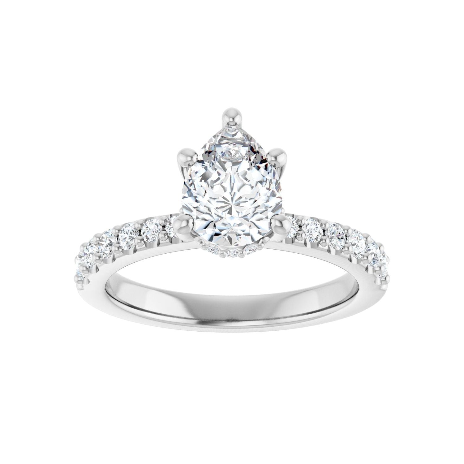 Pear Hidden Halo-Style Engagement Ring | Metal Type=14K White Gold | Center Stone Size=1.5 CT | Image 3