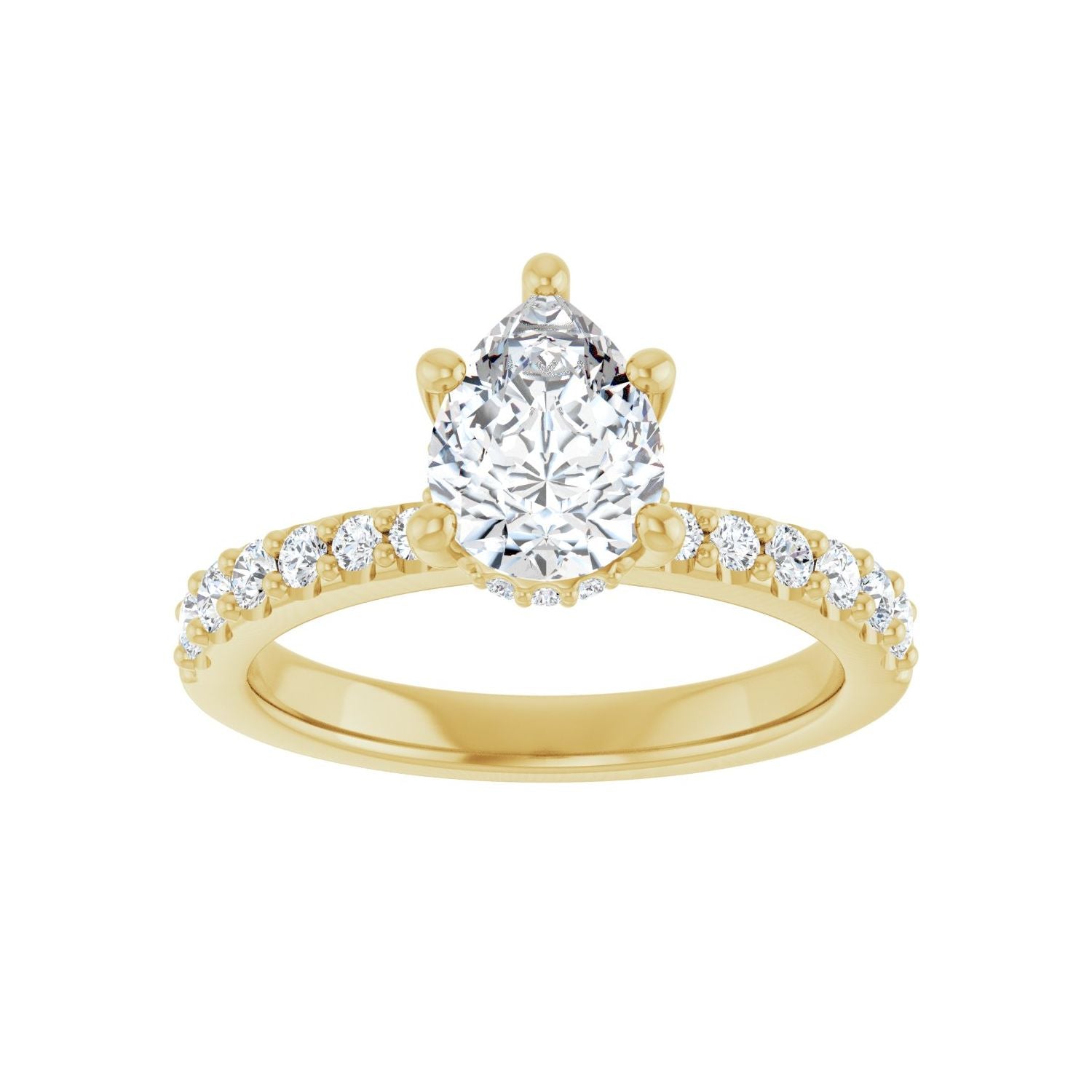 Pear Hidden Halo-Style Engagement Ring | Metal Type=14K Yellow Gold | Center Stone Size=1.5 CT | Image 3