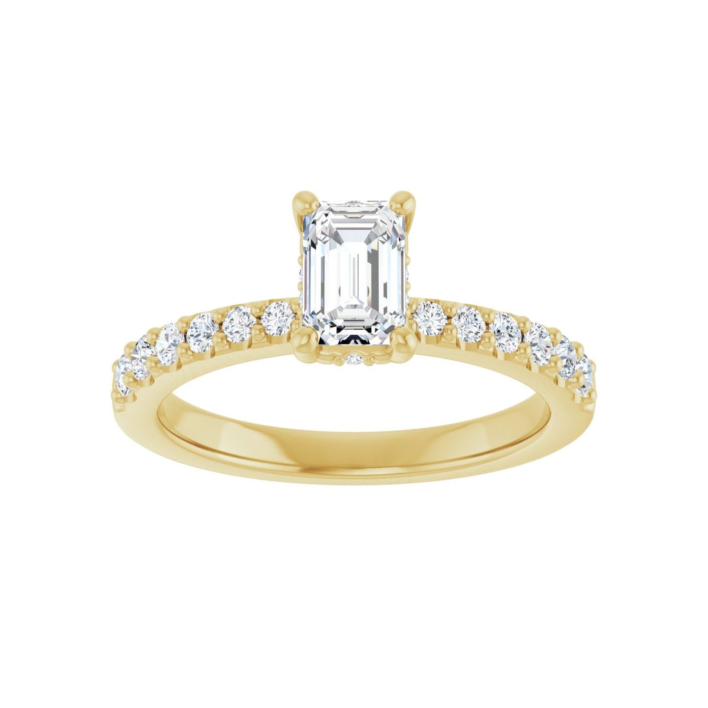 Emerald Hidden Halo-Style Engagement Ring | Metal Type=14K Yellow Gold | Center Stone Size=1 CT | Image 3