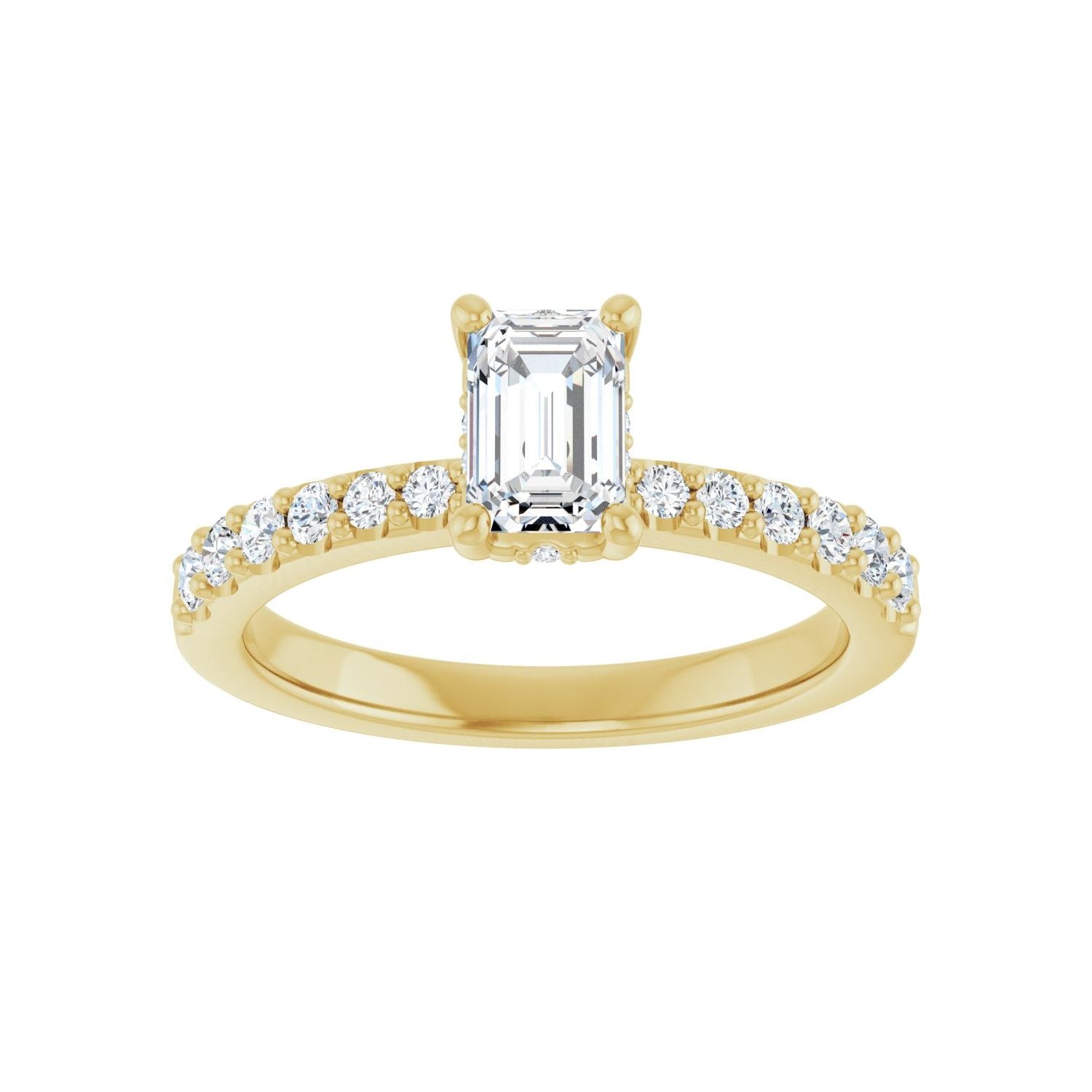 Emerald Hidden Halo-Style Engagement Ring | Metal Type=14K Yellow Gold | Center Stone Size=1 CT | Image 3