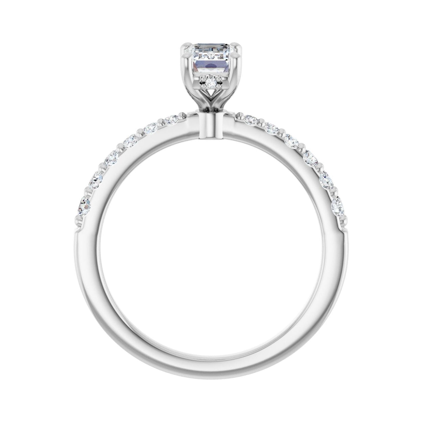 Emerald Hidden Halo-Style Engagement Ring | Metal Type=14K White Gold | Center Stone Size=1 CT | Image 2