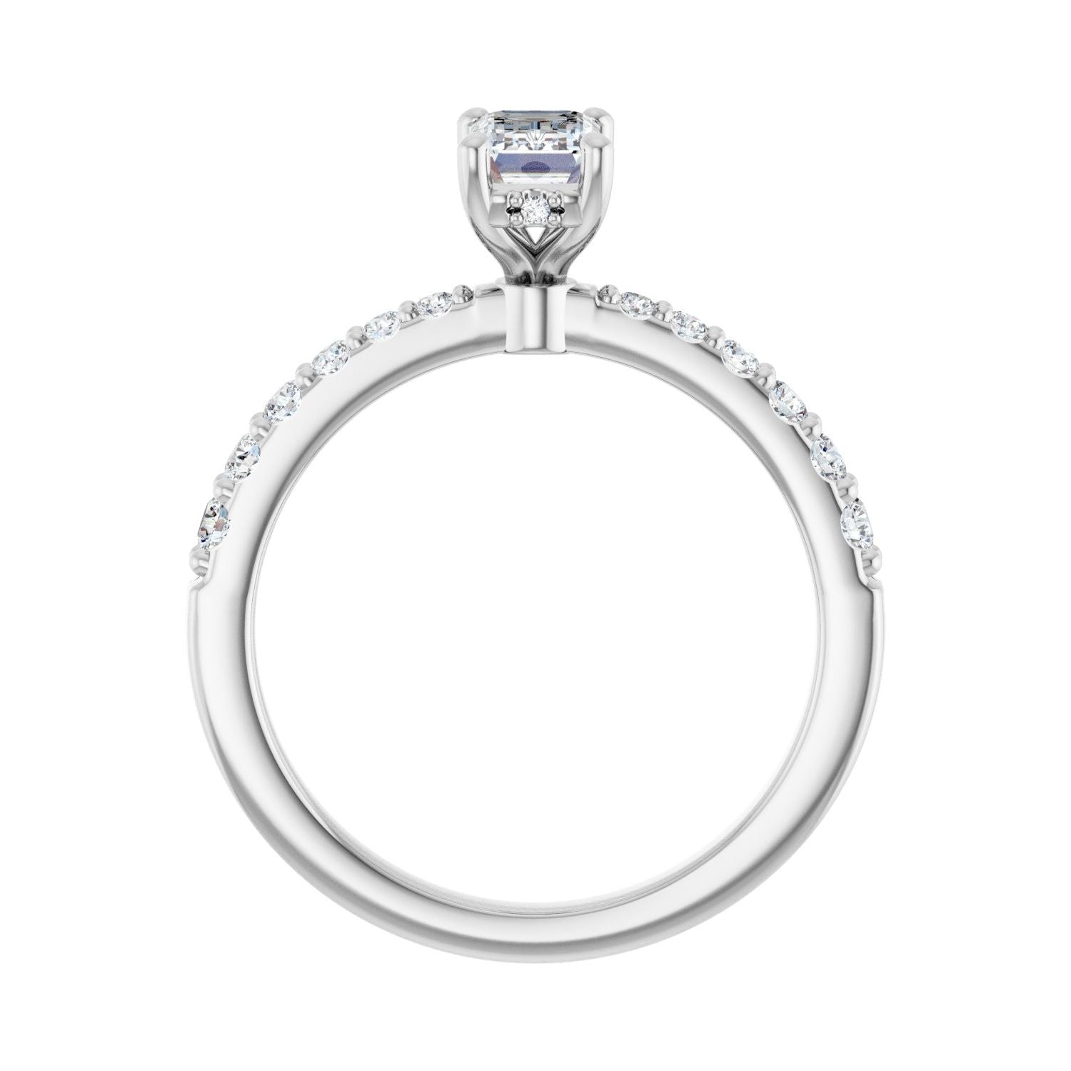 Emerald Hidden Halo-Style Engagement Ring | Metal Type=14K White Gold | Center Stone Size=1 CT | Image 2