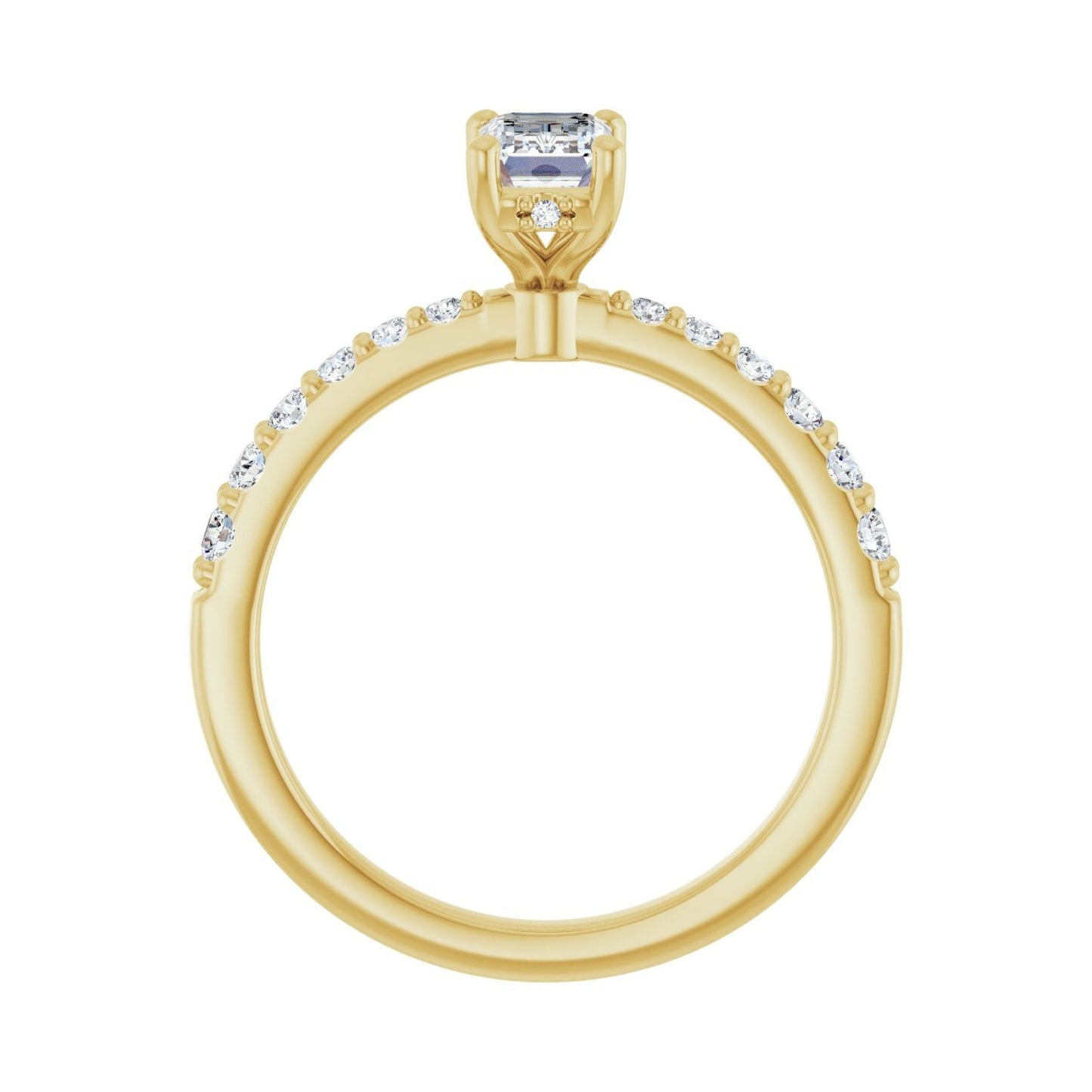 Emerald Hidden Halo-Style Engagement Ring | Metal Type=14K Yellow Gold | Center Stone Size=1 CT | Image 2