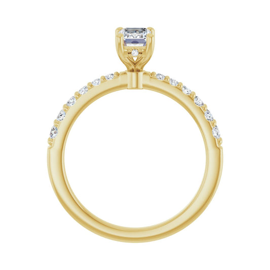 Emerald Hidden Halo-Style Engagement Ring | Metal Type=14K Yellow Gold | Center Stone Size=1 CT | Image 2