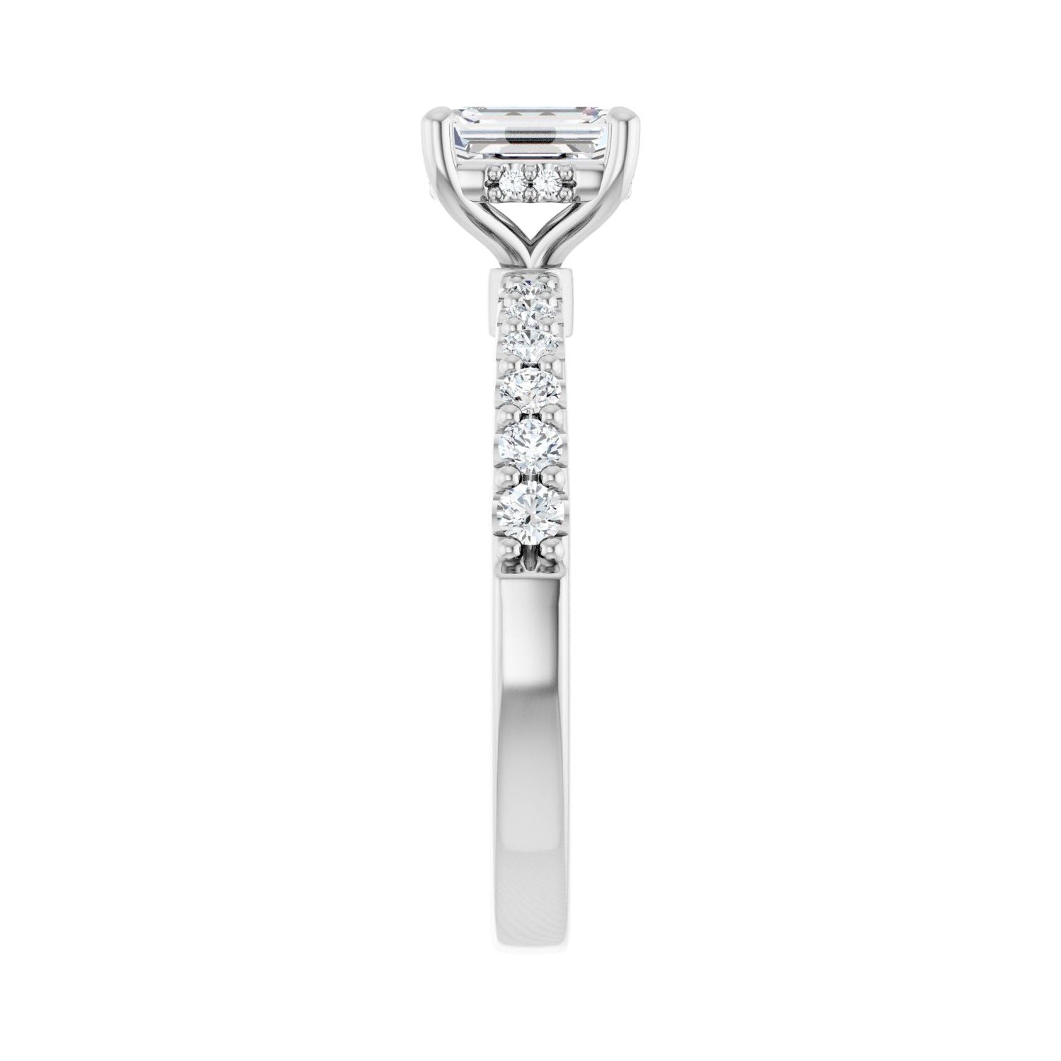 Emerald Hidden Halo-Style Engagement Ring | Metal Type=14K White Gold | Center Stone Size=1 CT | Image 4
