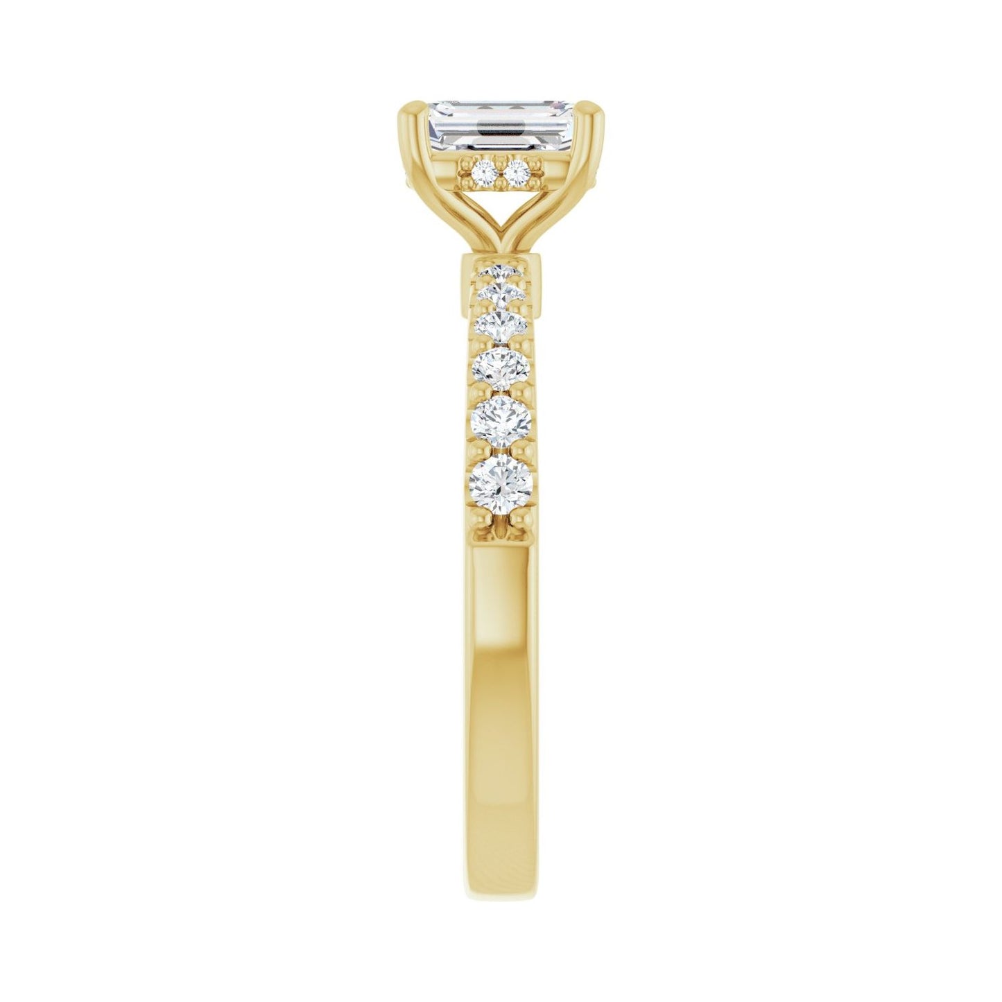 Emerald Hidden Halo-Style Engagement Ring | Metal Type=14K Yellow Gold | Center Stone Size=1 CT | Image 4