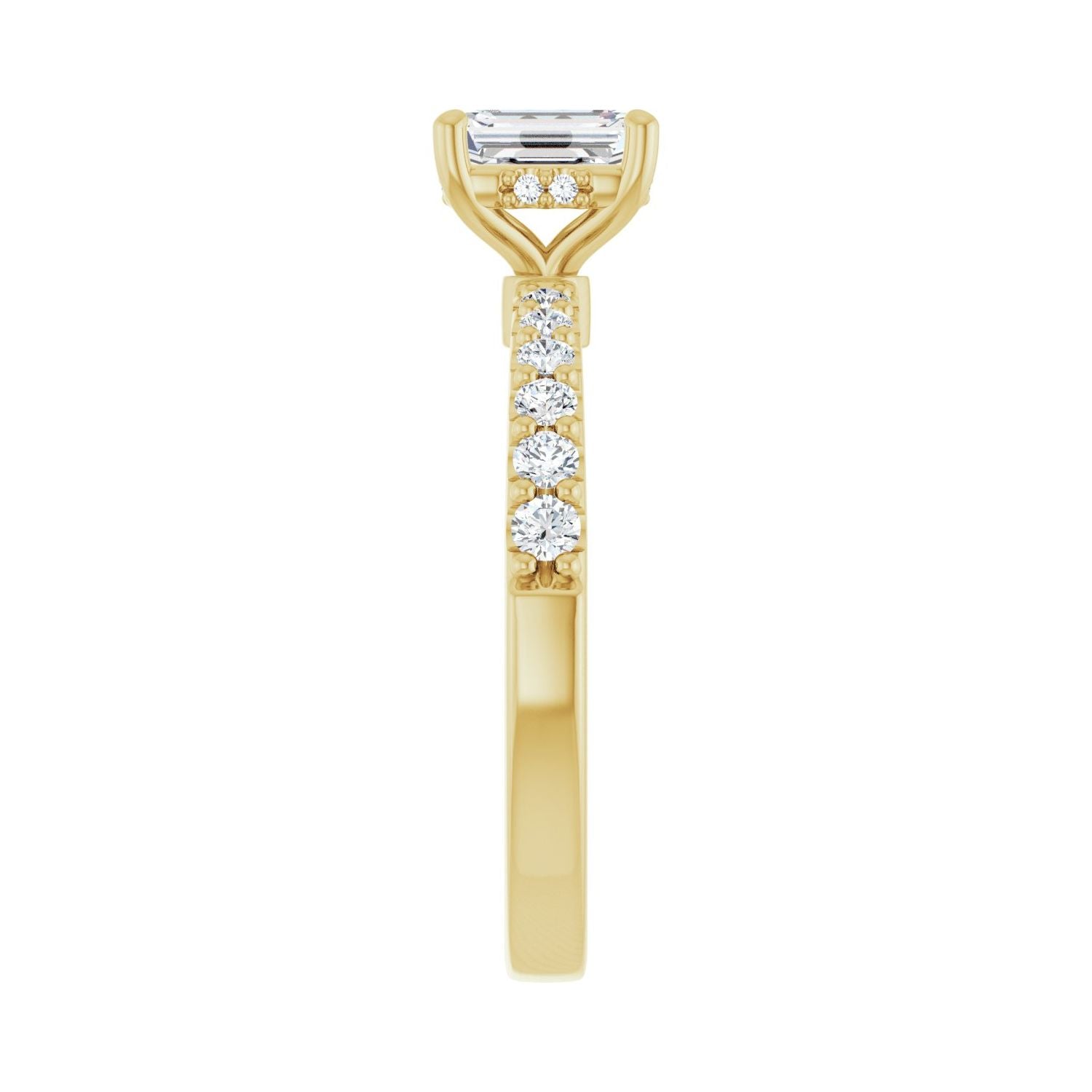 Emerald Hidden Halo-Style Engagement Ring | Metal Type=14K Yellow Gold | Center Stone Size=1 CT | Image 4