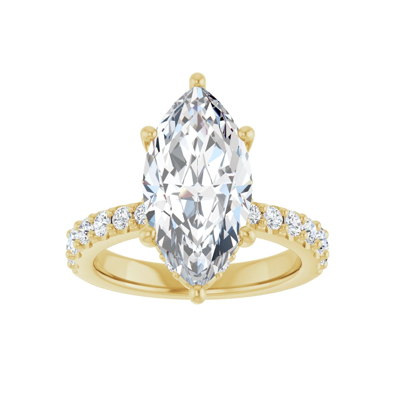 Marquise Hidden Halo-Style Engagement Ring | Metal Type=14K Yellow Gold | Center Stone Size=3 CT | Image 3