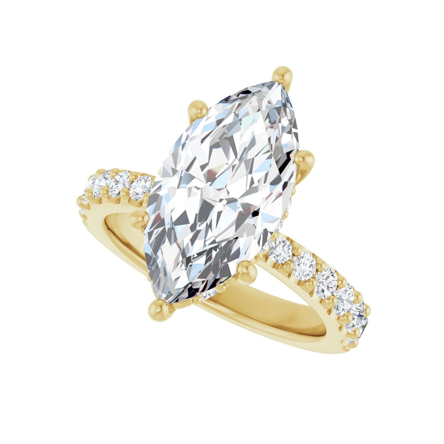 Marquise Hidden Halo-Style Engagement Ring | Metal Type=14K Yellow Gold | Center Stone Size=3 CT | Image 5
