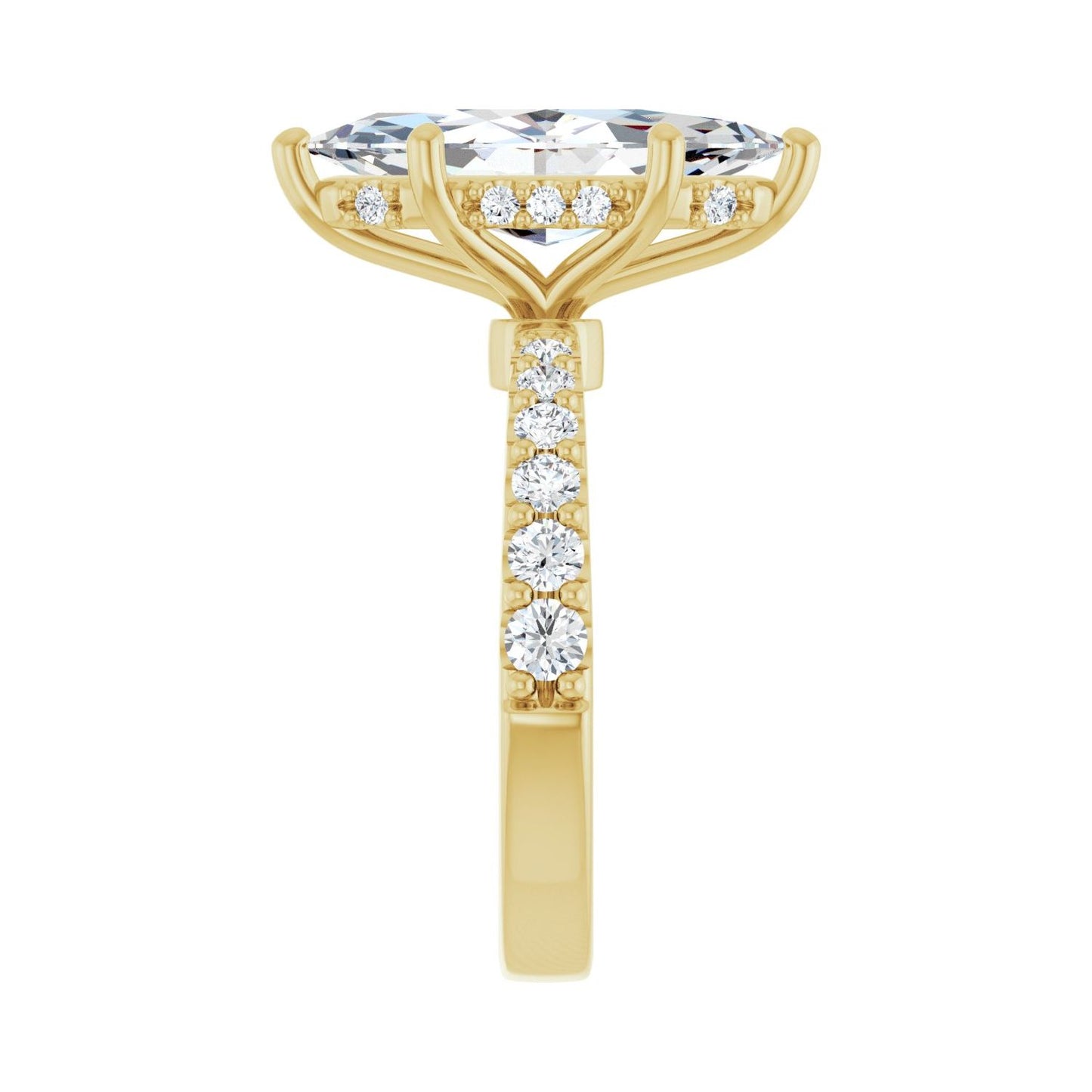 Marquise Hidden Halo-Style Engagement Ring | Metal Type=14K Yellow Gold | Center Stone Size=3 CT | Image 4