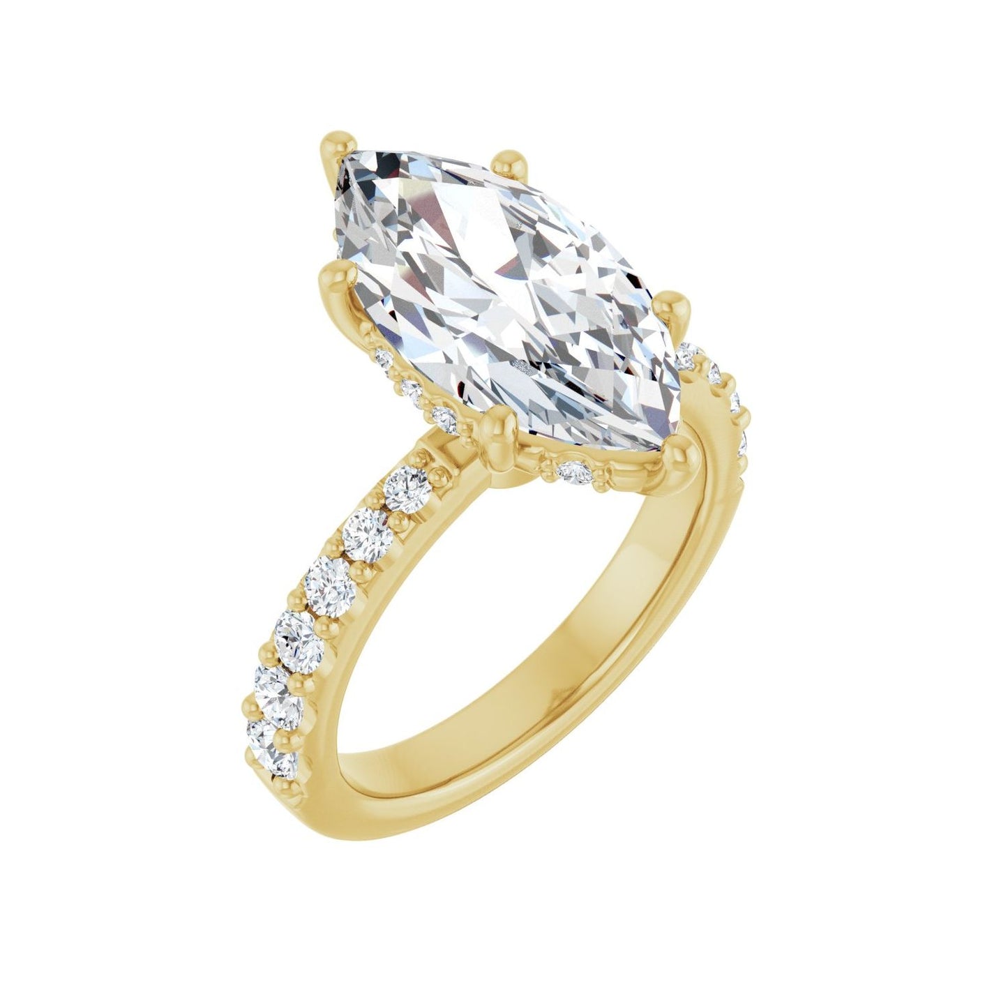 Marquise Hidden Halo-Style Engagement Ring | Metal Type=14K Yellow Gold | Center Stone Size=3 CT | Image 1