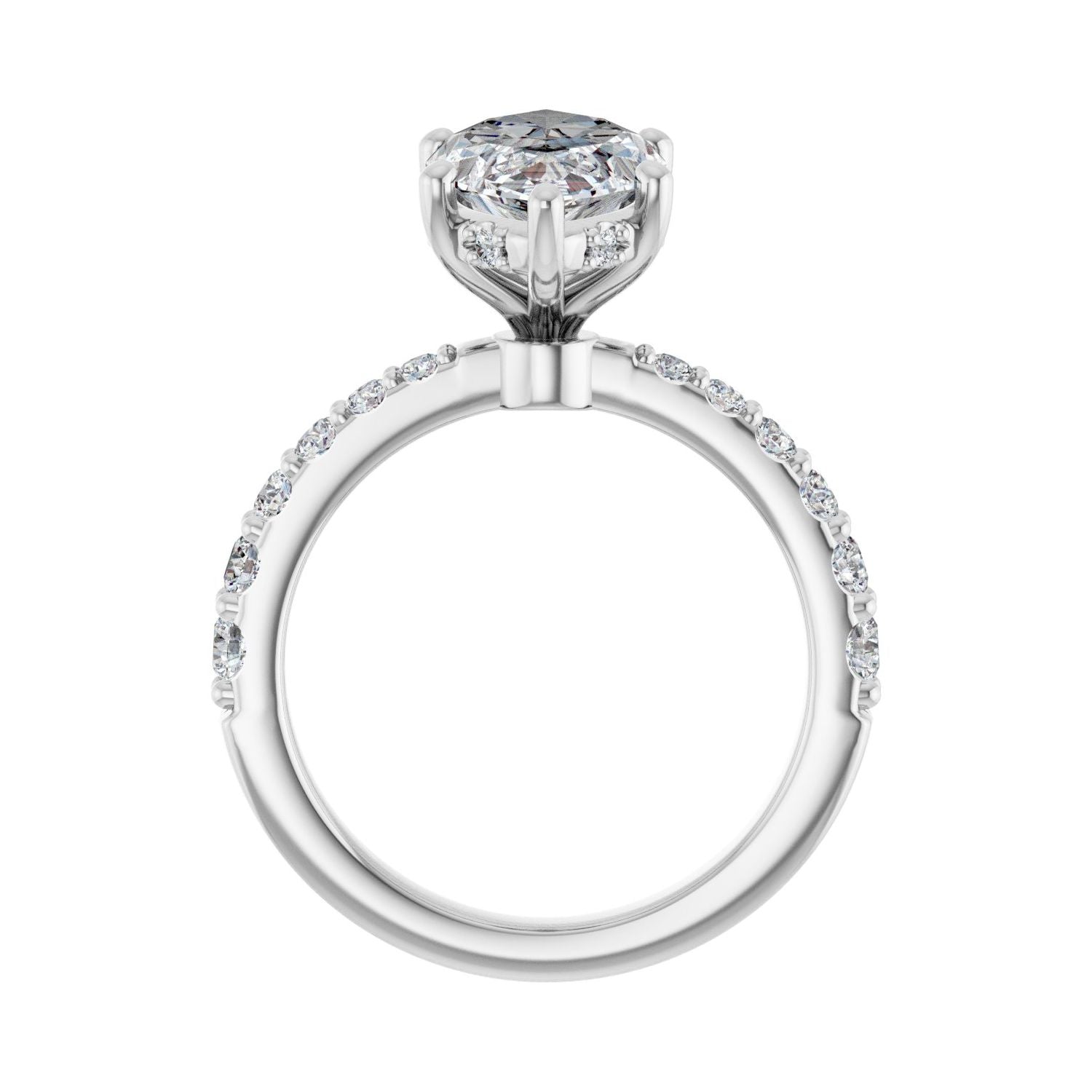 Marquise Hidden Halo-Style Engagement Ring | Metal Type=14K White Gold | Center Stone Size=3 CT | Image 2