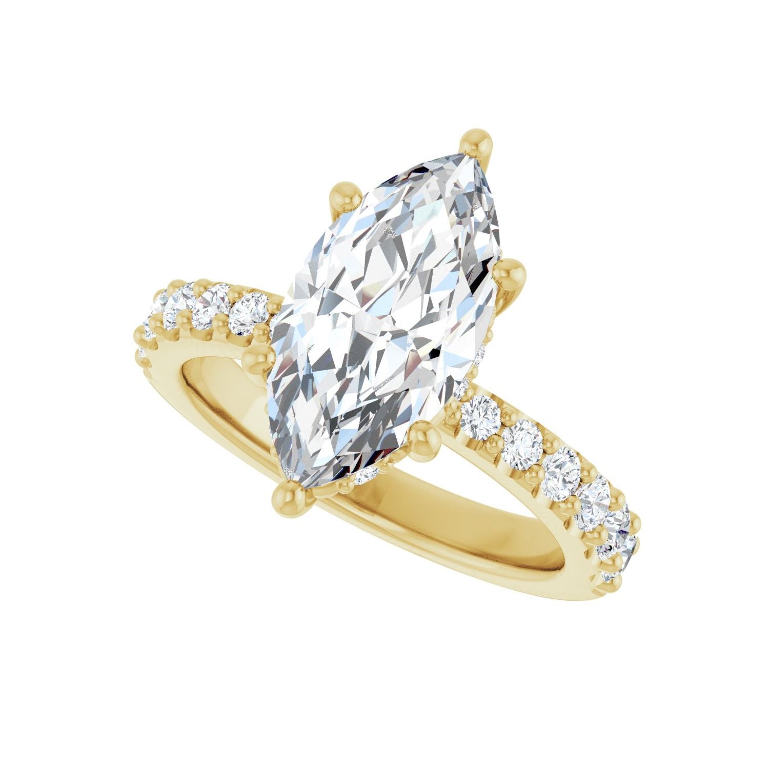 Marquise Hidden Halo-Style Engagement Ring | Metal Type=14K Yellow Gold | Center Stone Size=2.5 CT | Image 5