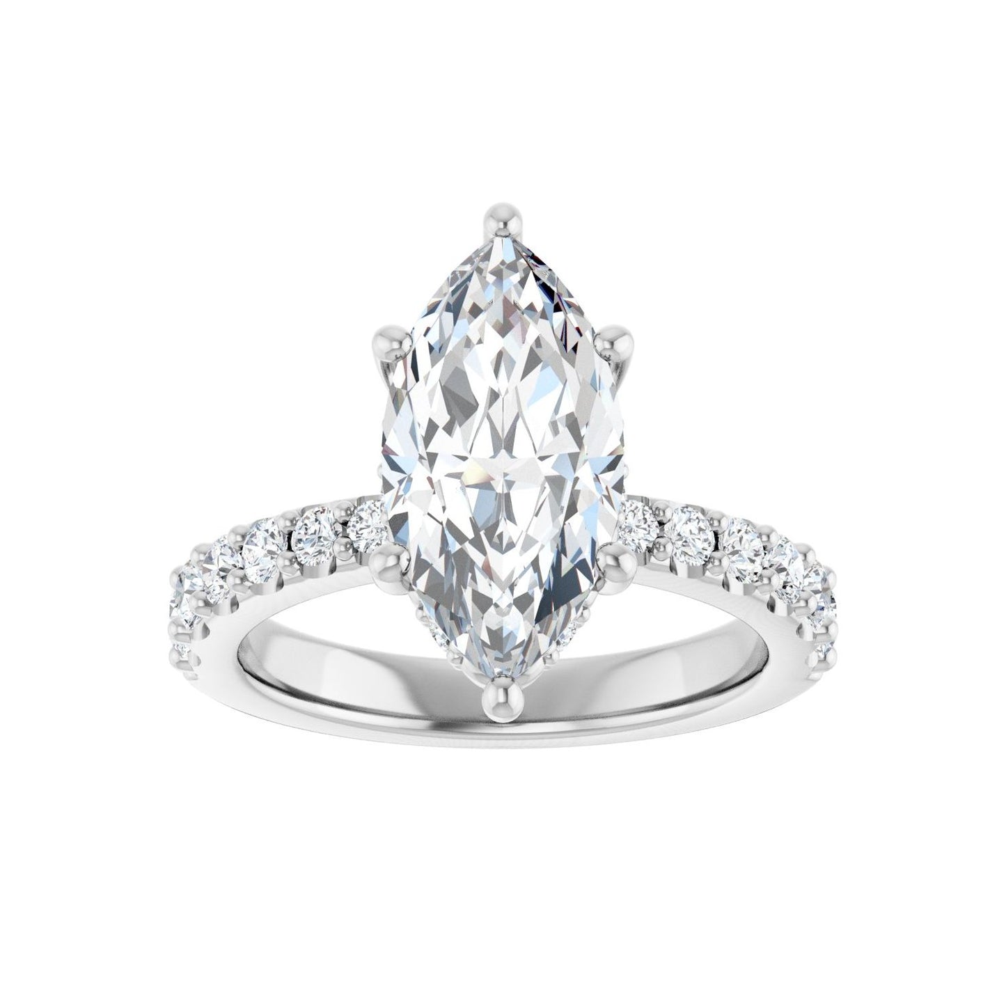 Marquise Hidden Halo-Style Engagement Ring | Metal Type=14K White Gold | Center Stone Size=2.5 CT | Image 3