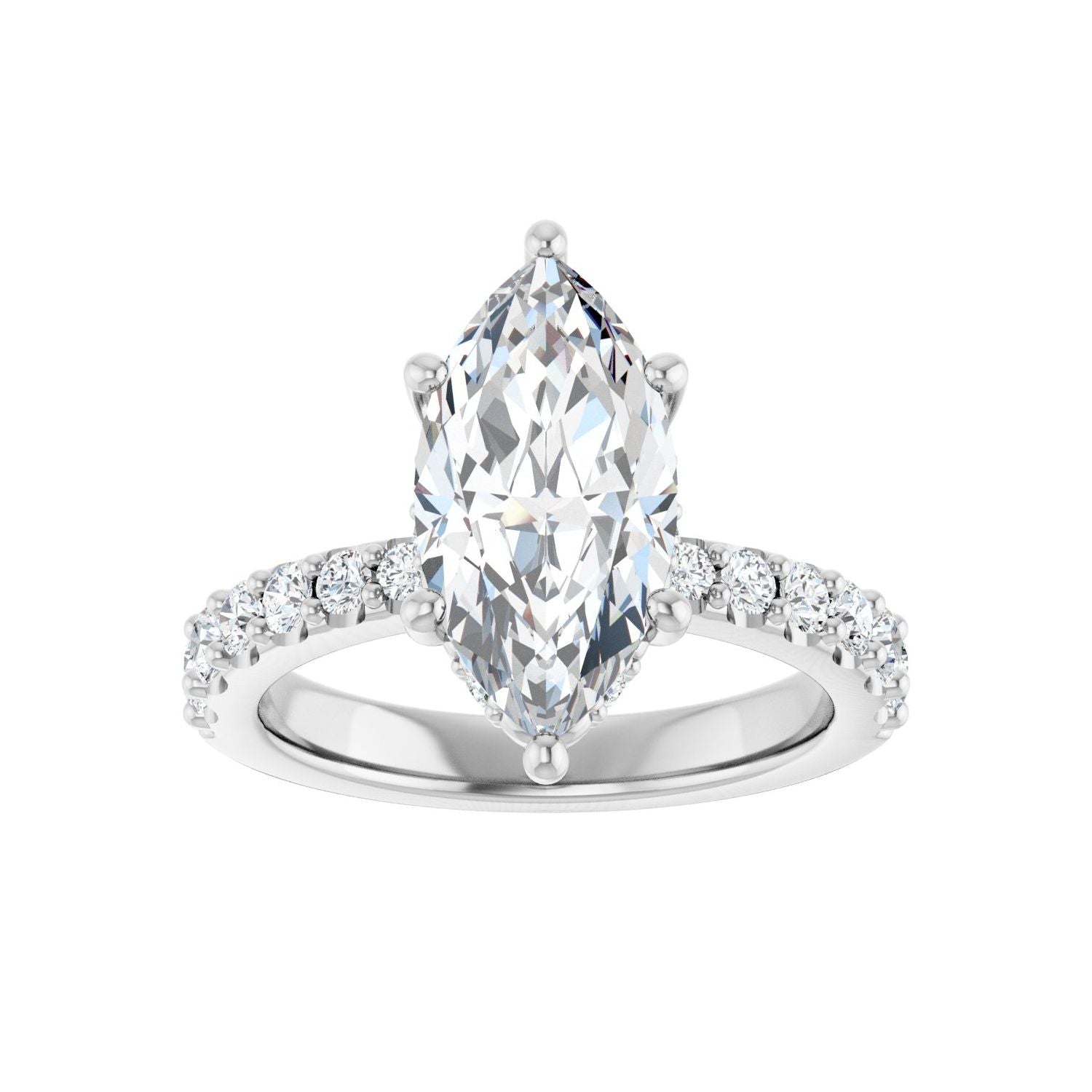Marquise Hidden Halo-Style Engagement Ring | Metal Type=14K White Gold | Center Stone Size=2.5 CT | Image 3