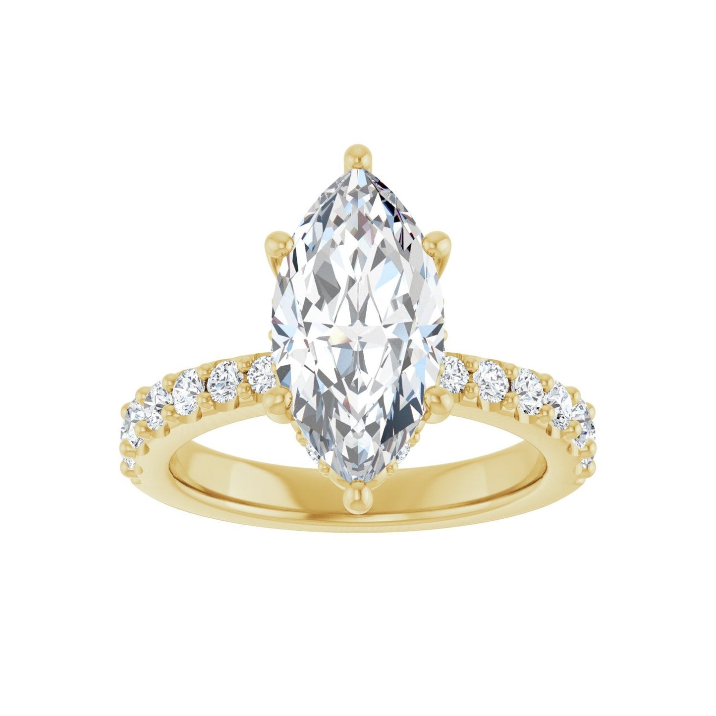 Marquise Hidden Halo-Style Engagement Ring | Metal Type=14K Yellow Gold | Center Stone Size=2.5 CT | Image 3