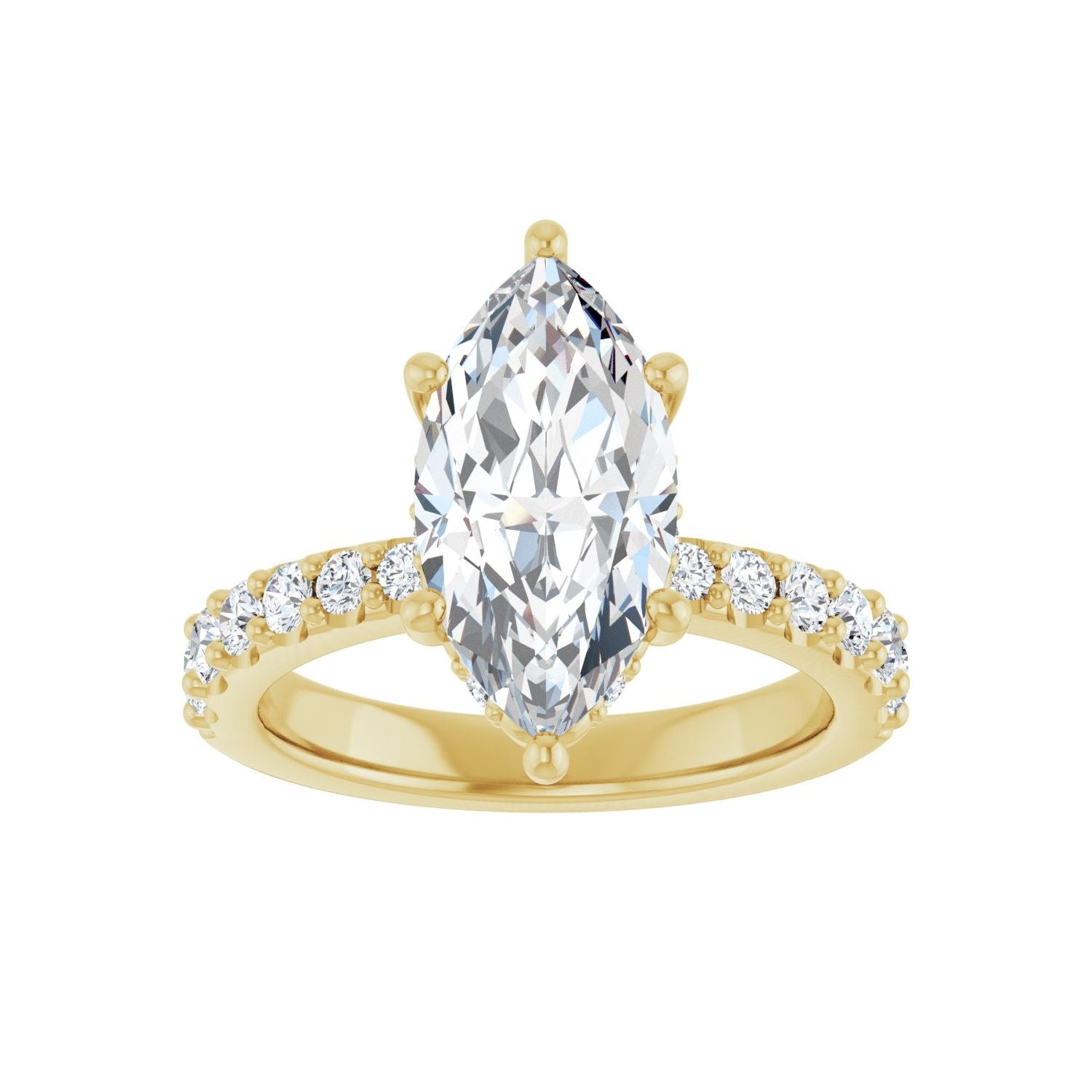 Marquise Hidden Halo-Style Engagement Ring | Metal Type=14K Yellow Gold | Center Stone Size=2.5 CT | Image 3