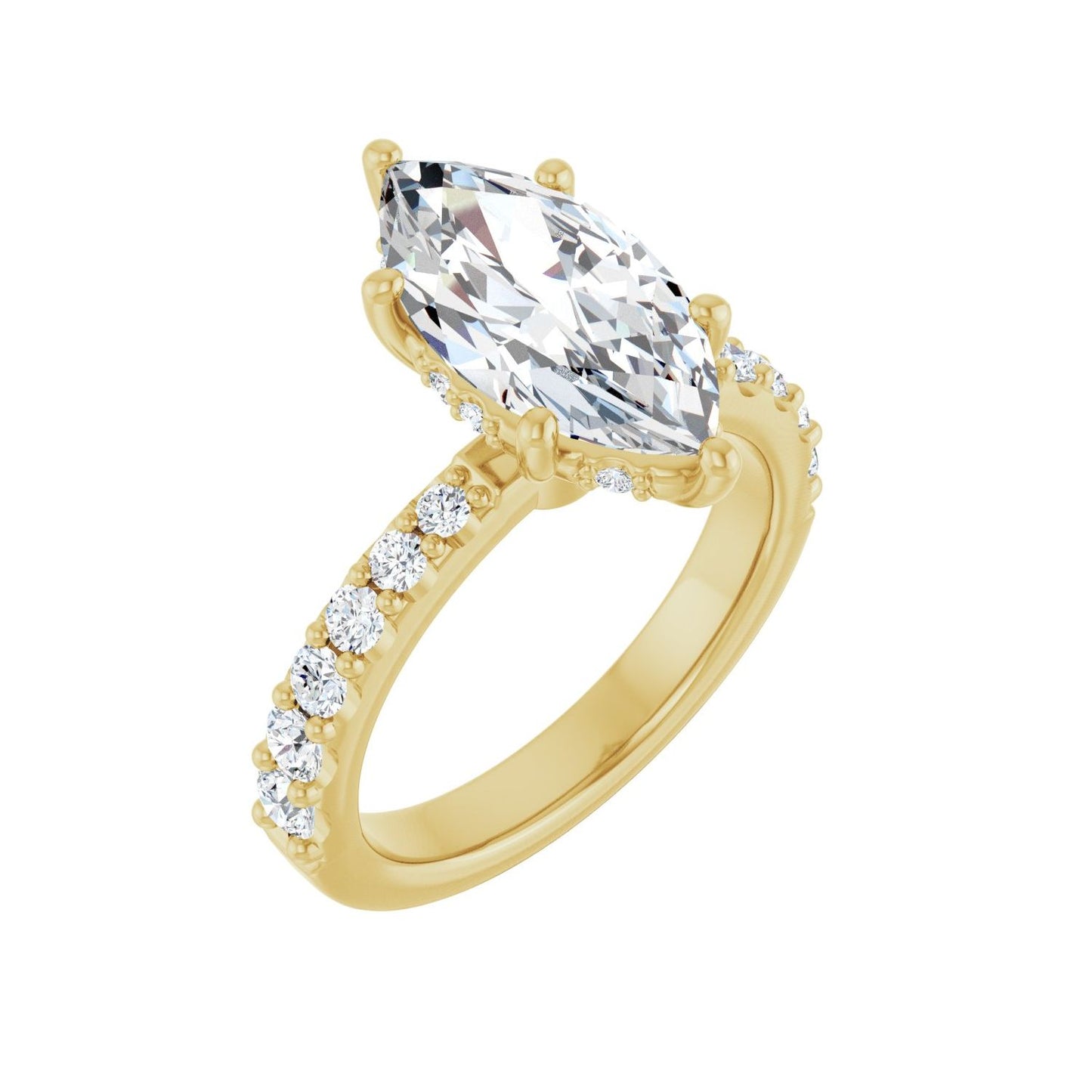 Marquise Hidden Halo-Style Engagement Ring | Metal Type=14K Yellow Gold | Center Stone Size=2.5 CT | Image 1