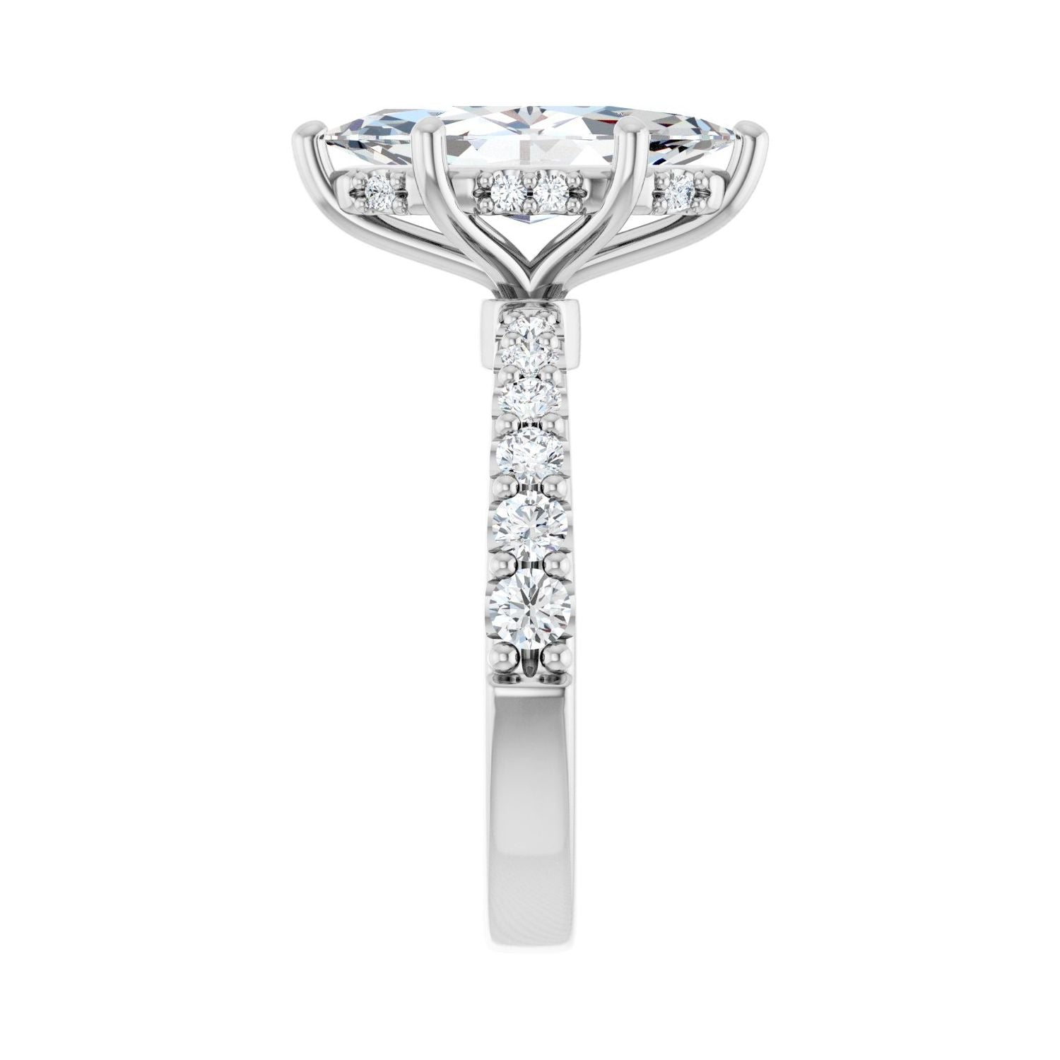 Marquise Hidden Halo-Style Engagement Ring | Metal Type=14K White Gold | Center Stone Size=2.5 CT | Image 4
